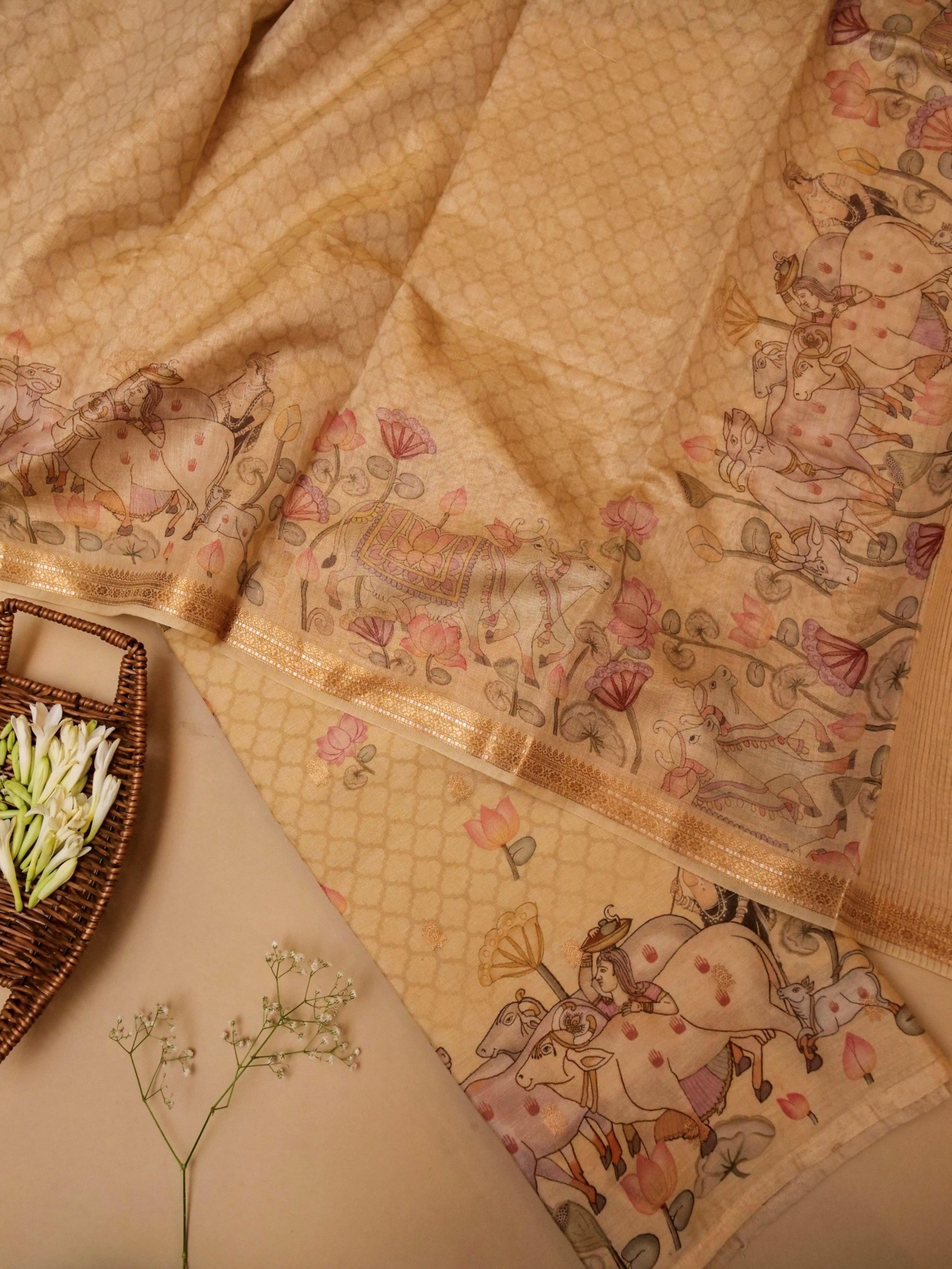 Handwoven Lemon Yellow Banarasi Muslin Silk Suit - Sumangal Ekam