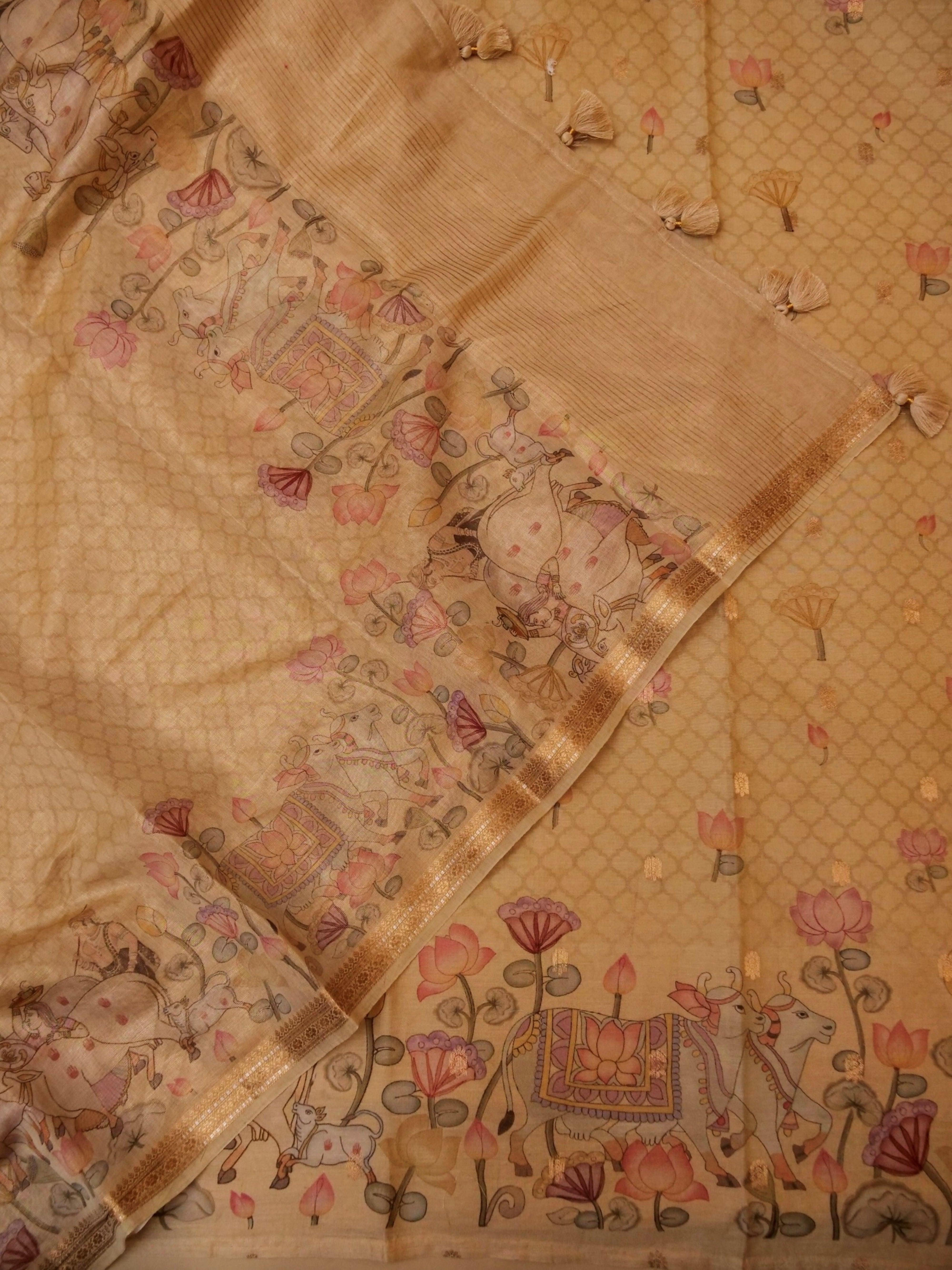 Handwoven Lemon Yellow Banarasi Muslin Silk Suit - Sumangal Ekam