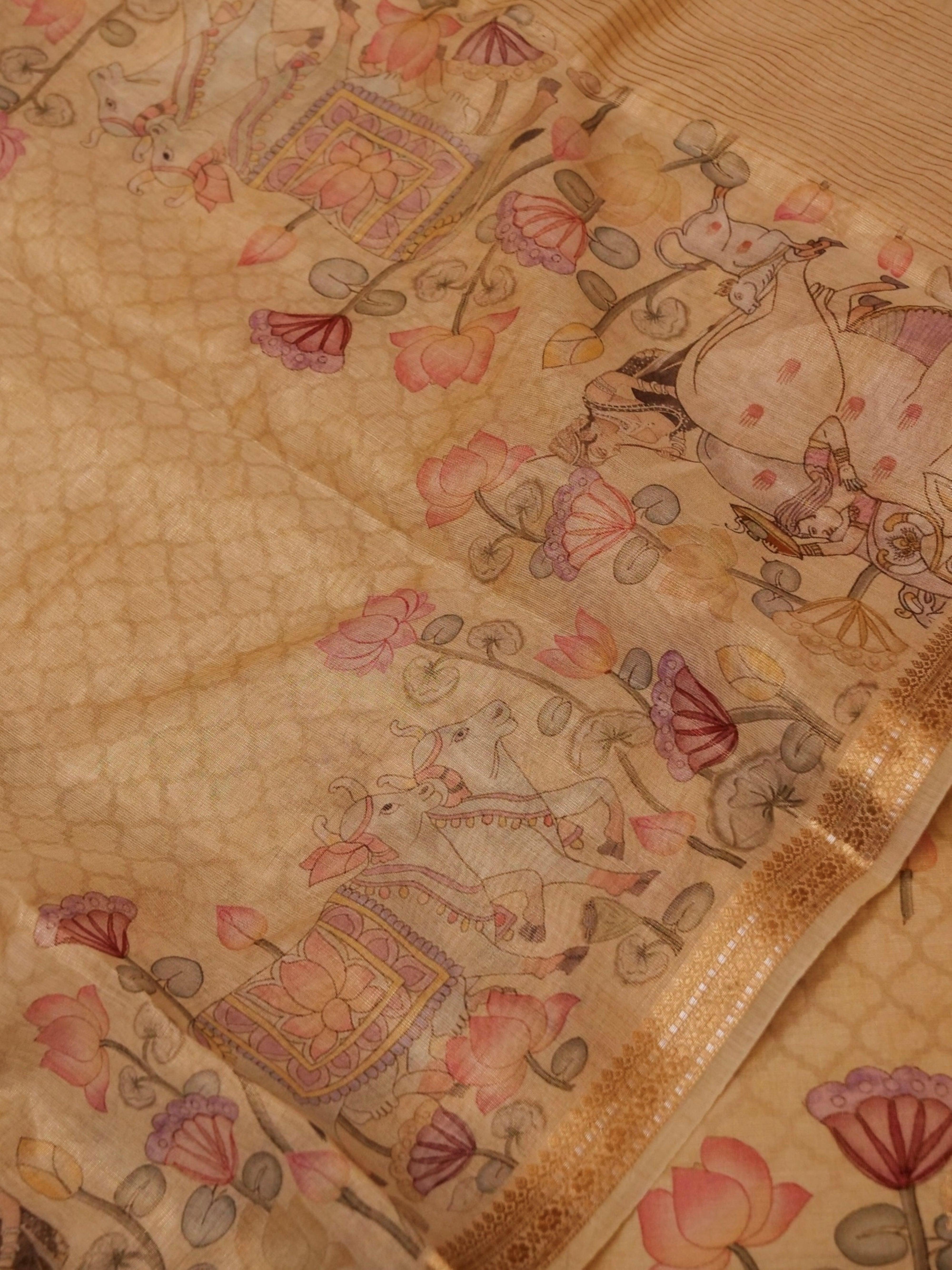 Handwoven Lemon Yellow Banarasi Muslin Silk Suit - Sumangal Ekam