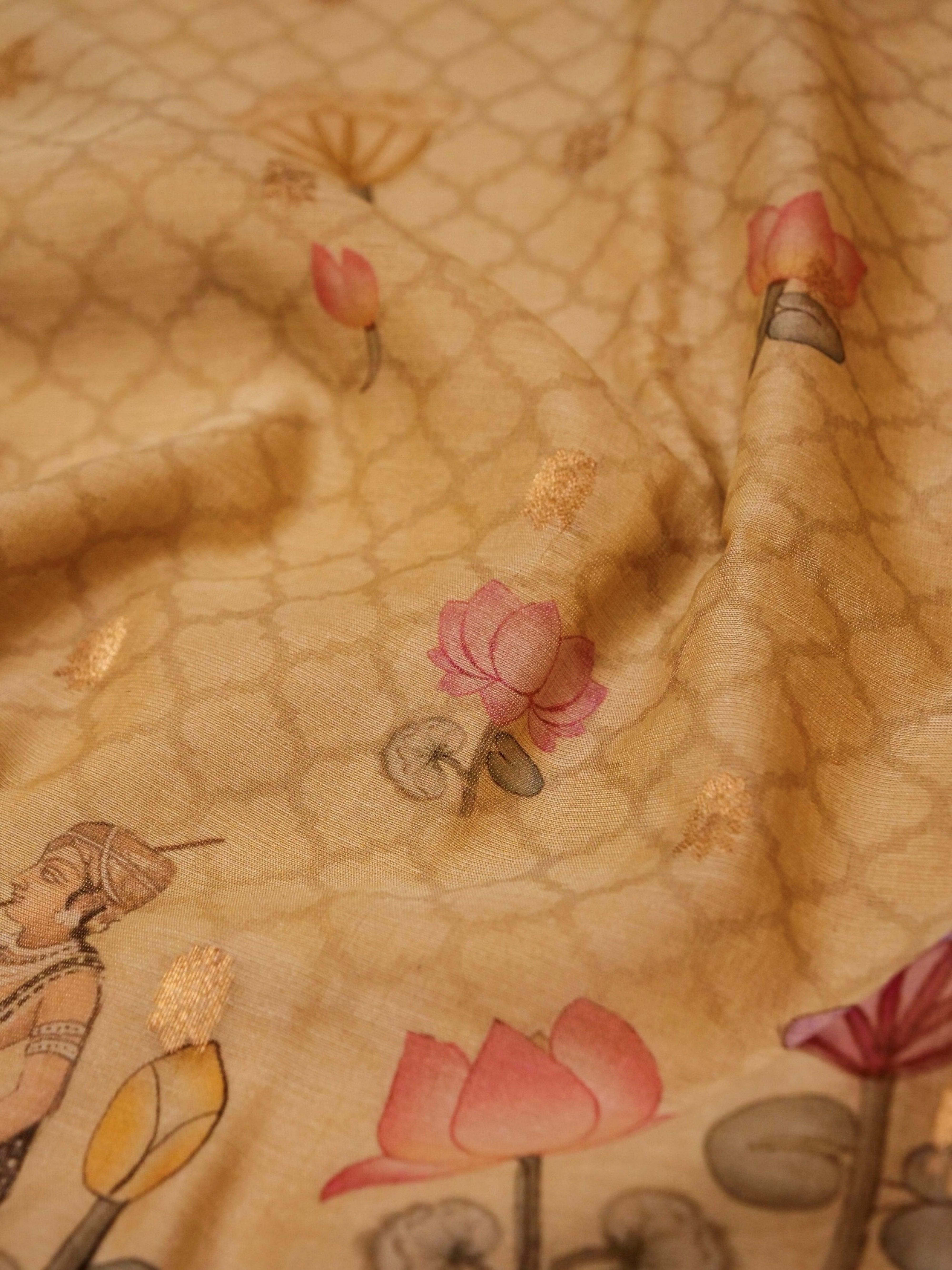 Handwoven Lemon Yellow Banarasi Muslin Silk Suit - Sumangal Ekam