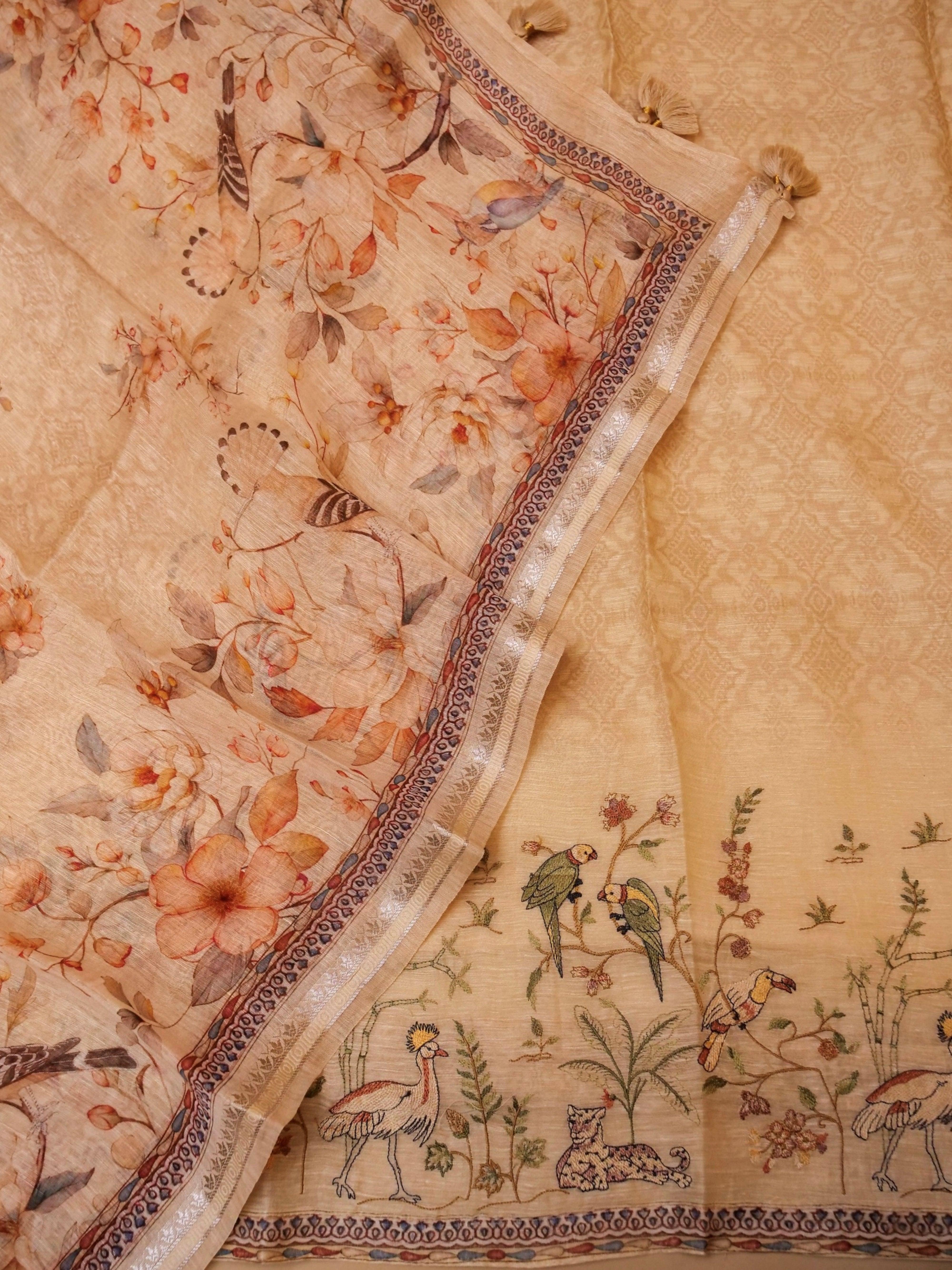 Handwoven Pastel Yellow Banarasi Linen Silk Suit - Sumangal Ekam