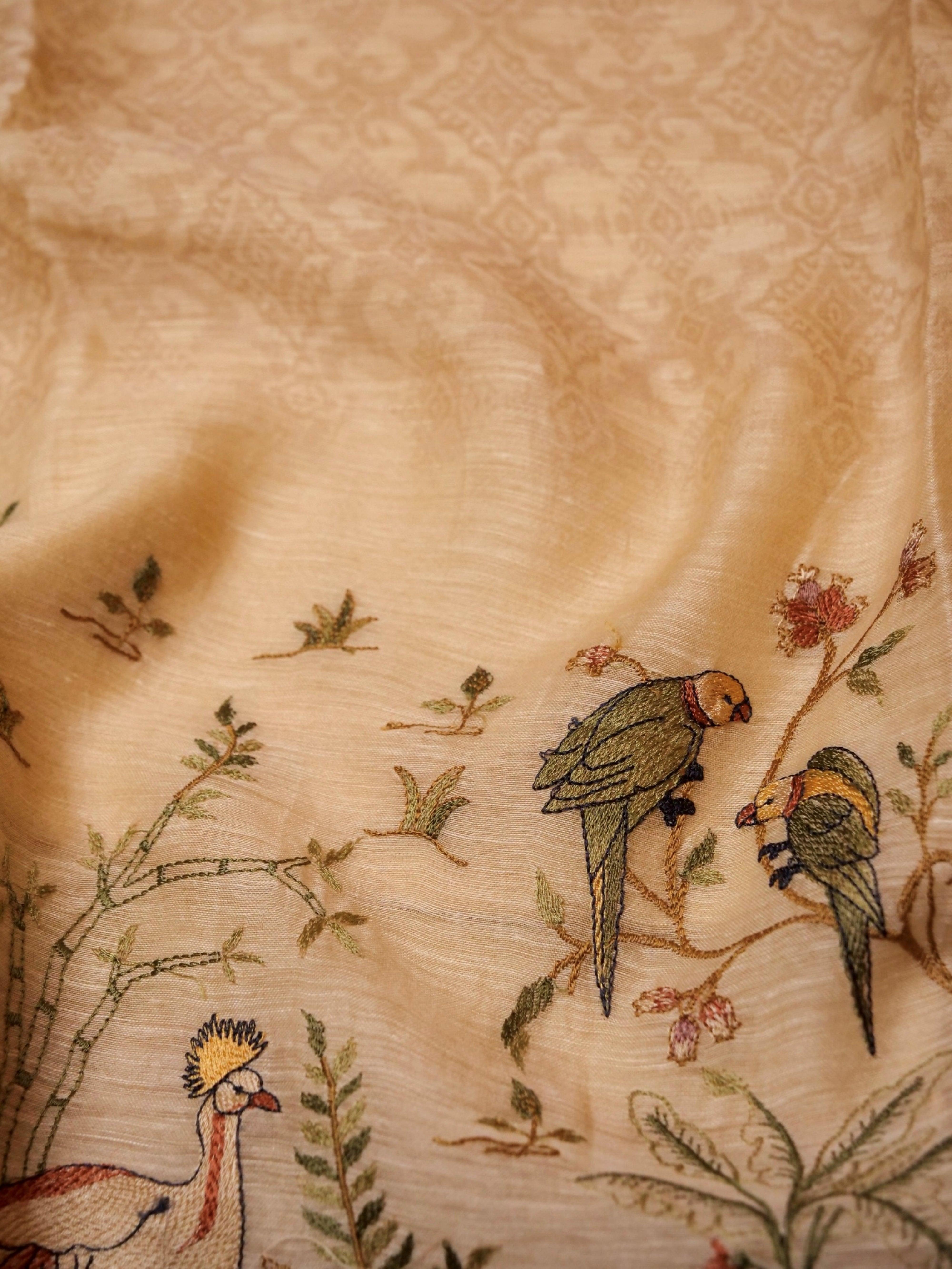 Handwoven Pastel Yellow Banarasi Linen Silk Suit - Sumangal Ekam