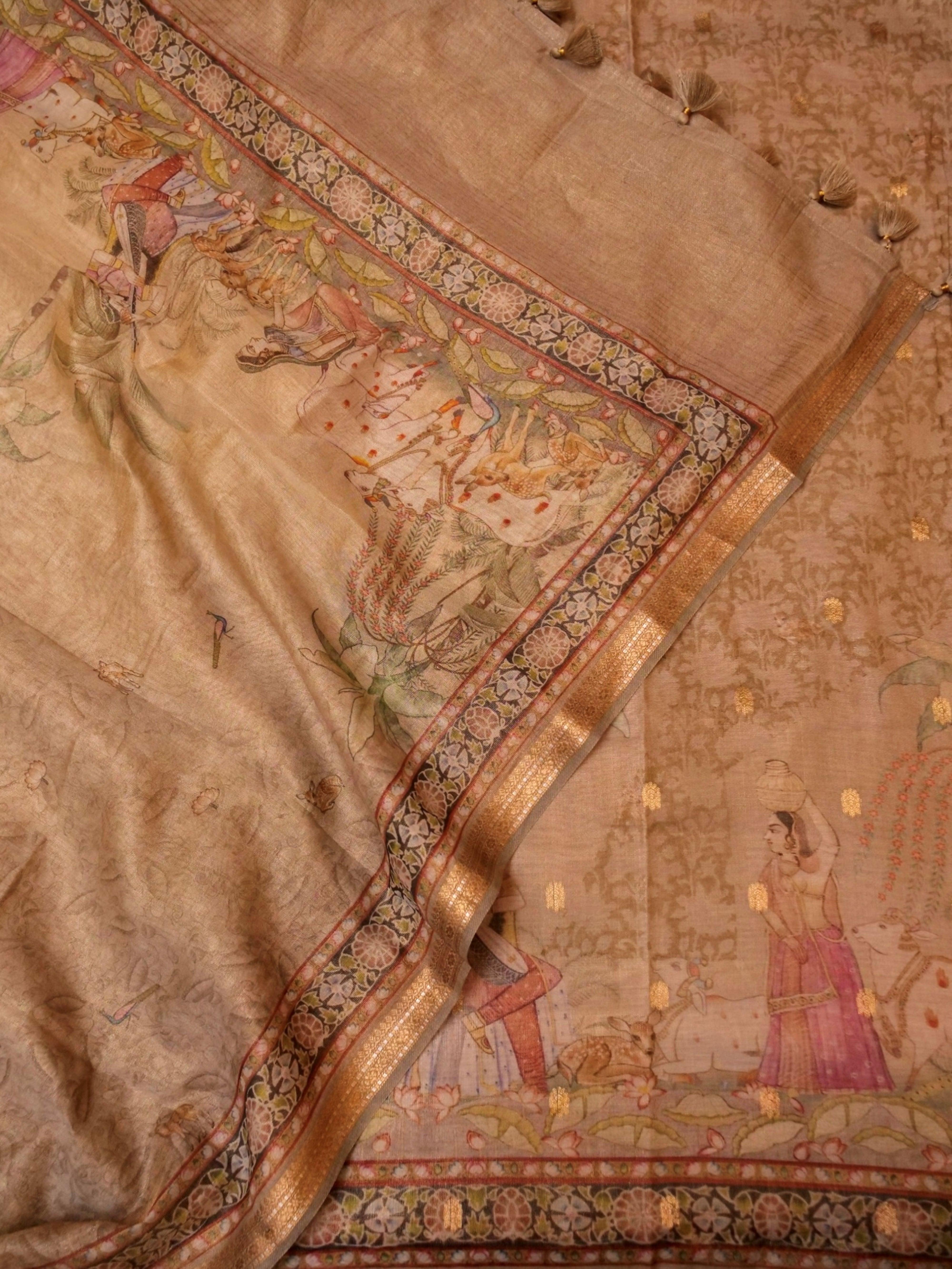 Handwoven Pastel Brown Banarasi Tissue Silk Suit - Sumangal Ekam