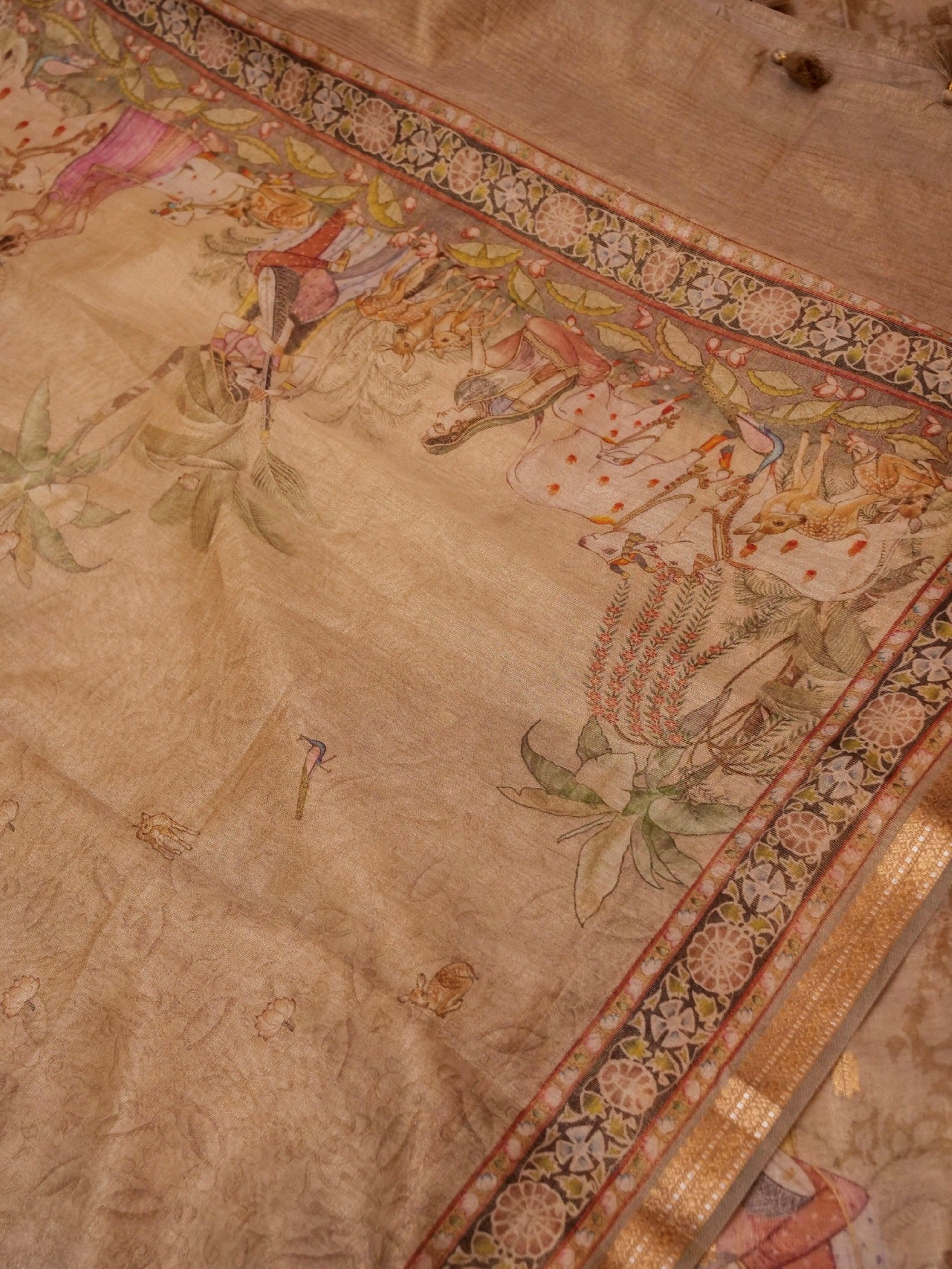 Handwoven Pastel Brown Banarasi Tissue Silk Suit - Sumangal Ekam