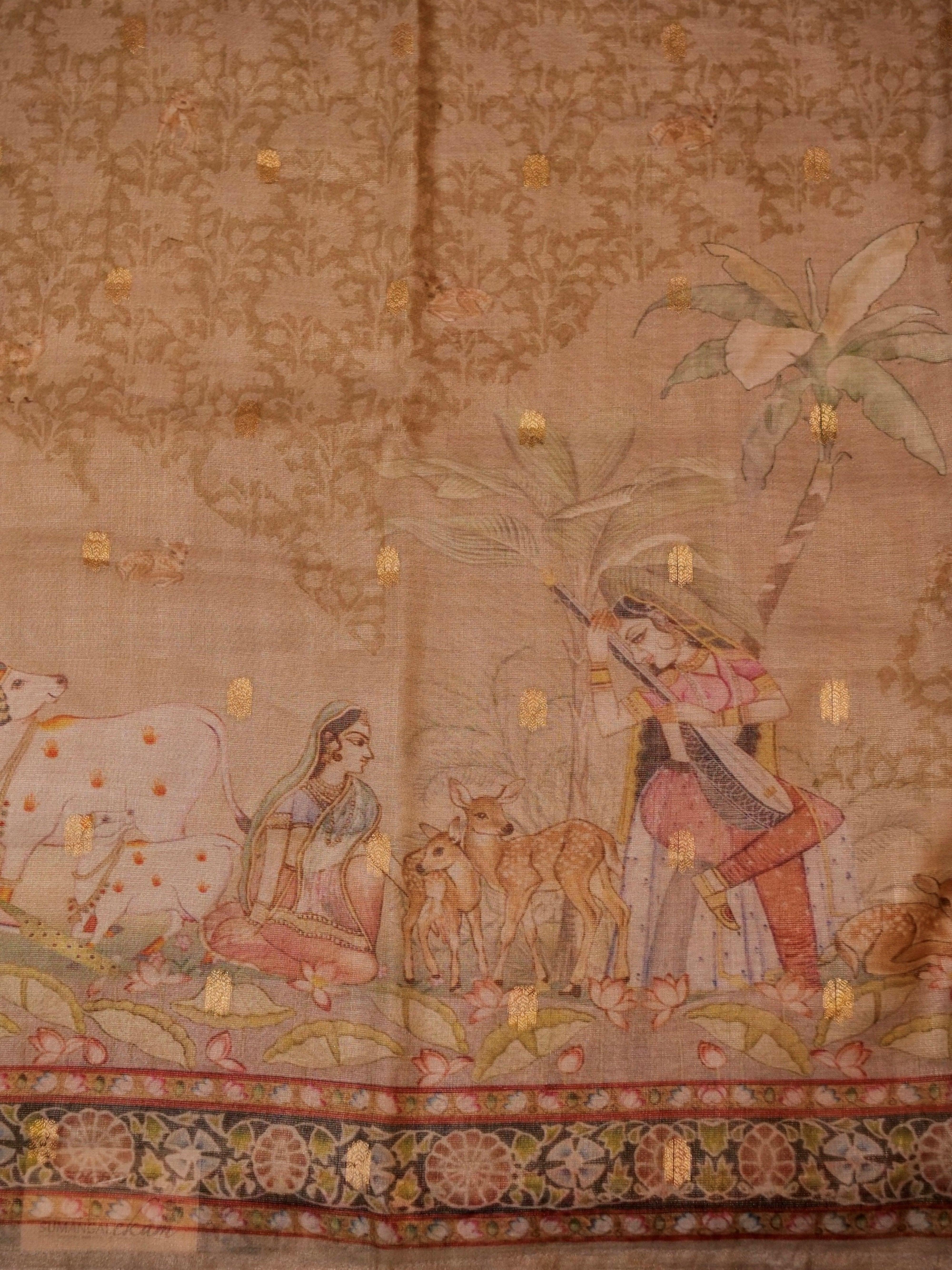 Handwoven Pastel Brown Banarasi Tissue Silk Suit - Sumangal Ekam