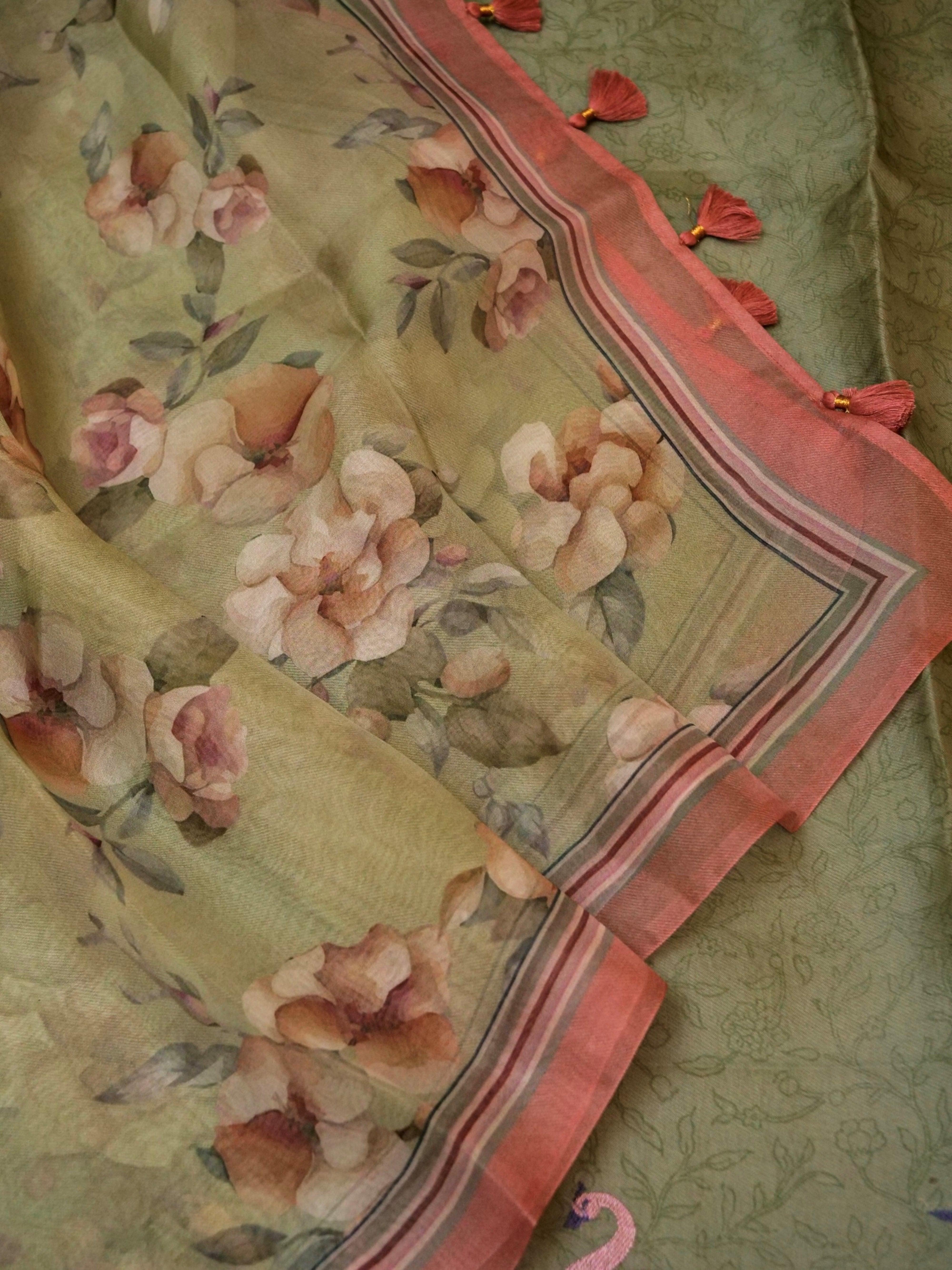 Handwoven Green Banarasi Organza Suit - Sumangal Ekam