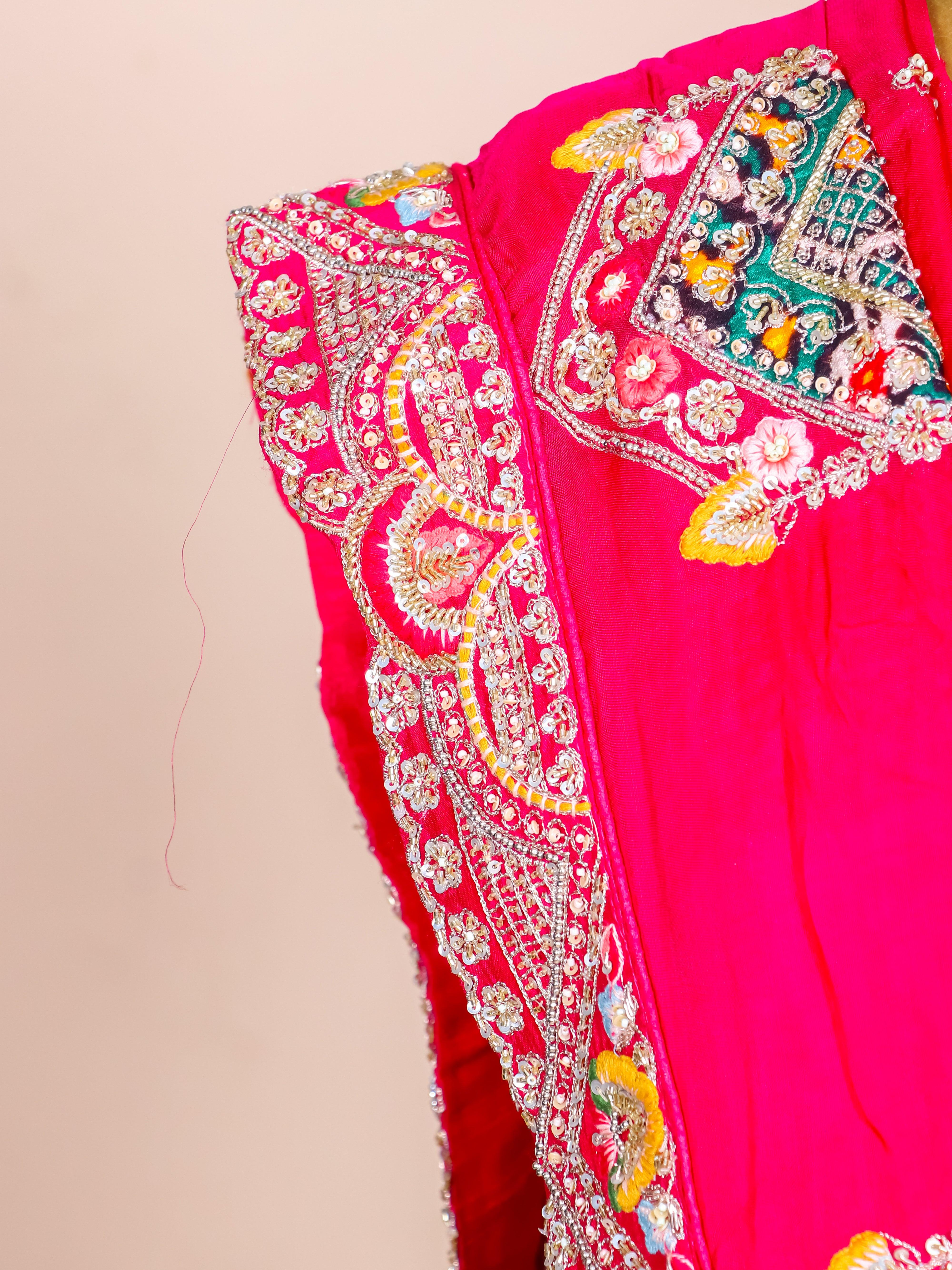 Designer Rani Pink Raw Silk Bridal Lehenga - Sumangal Ekam