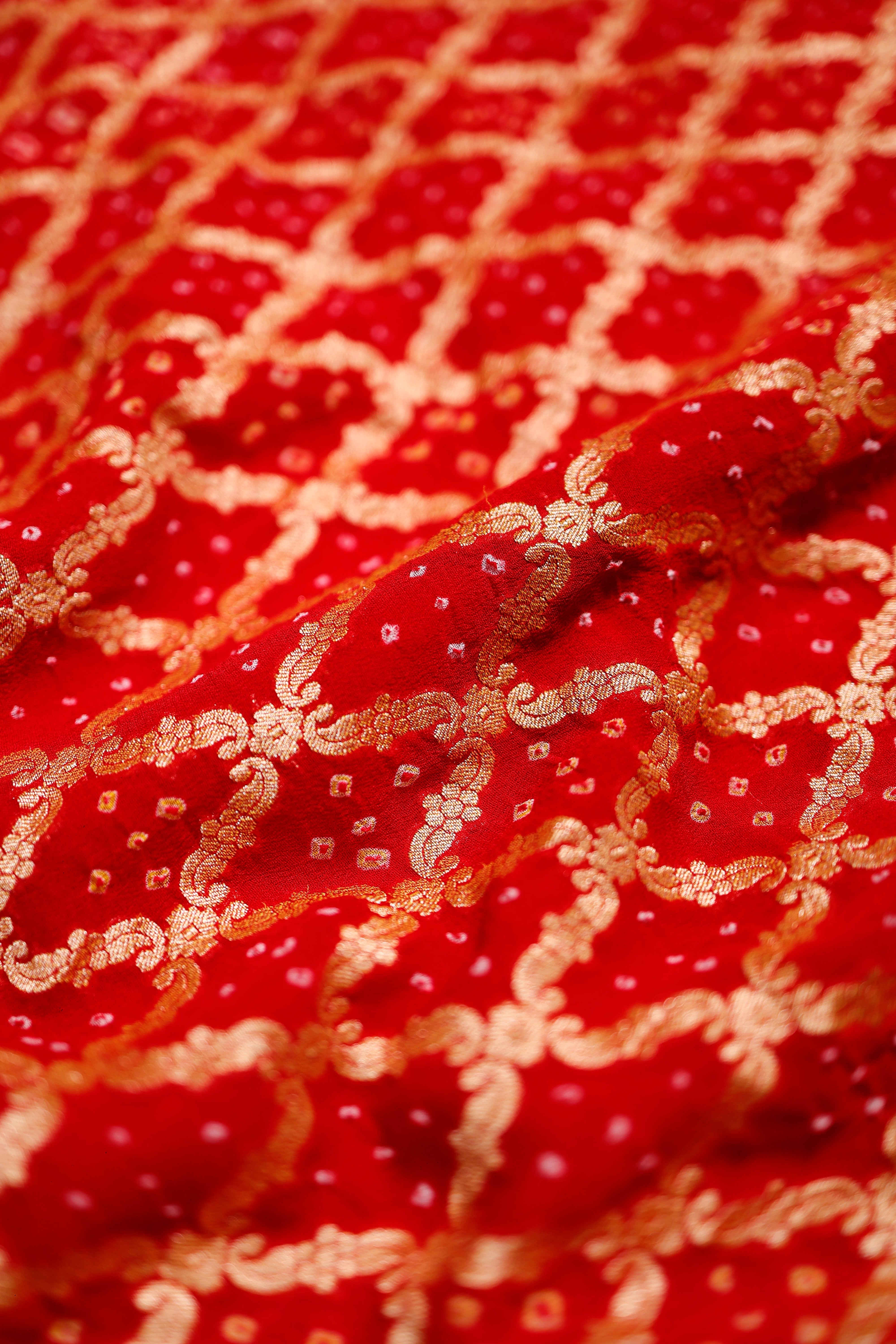 Designer Red Khaddi Silk Saree
