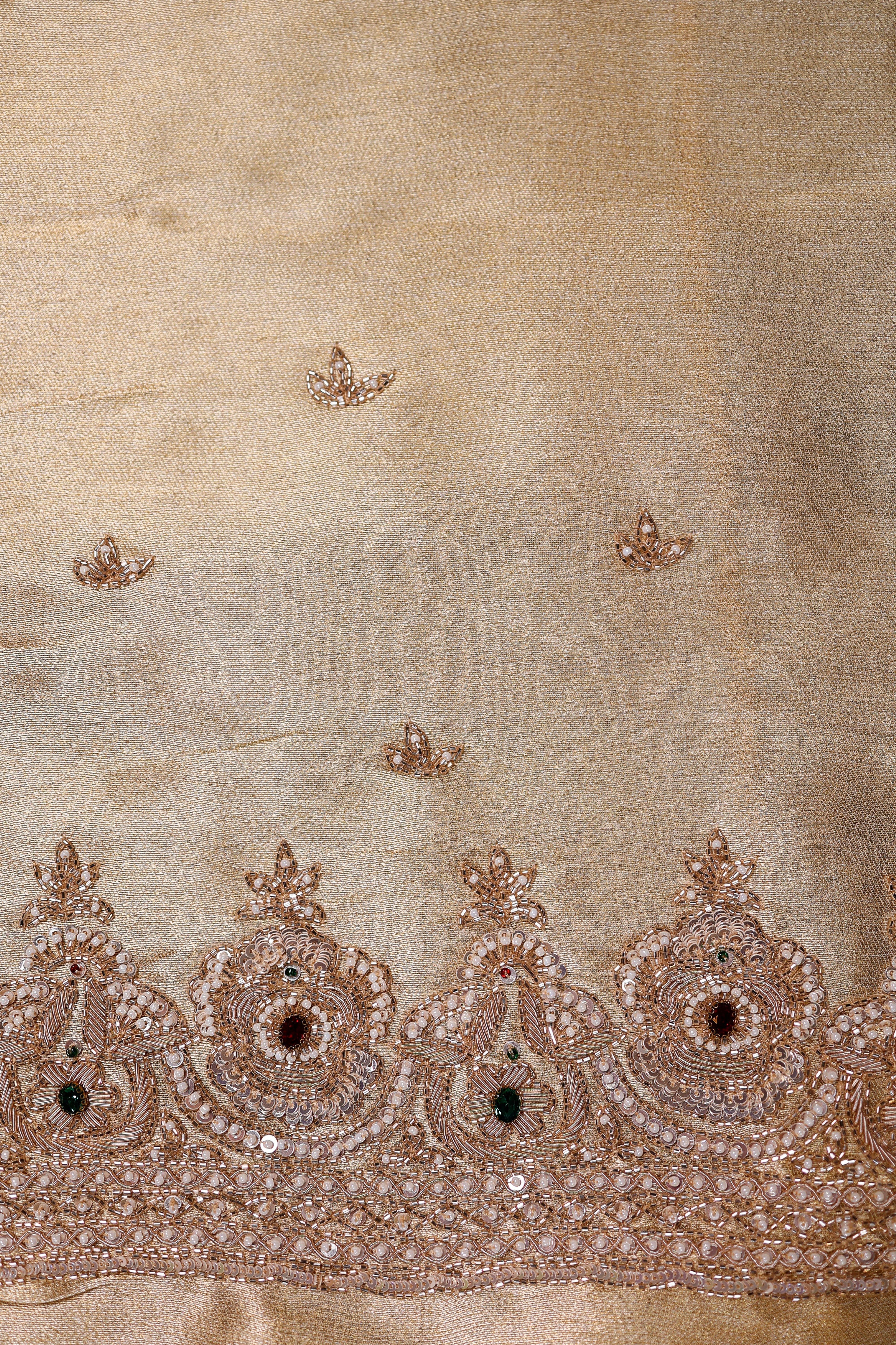 Designer Silver & Gold Tissue Silk Saree