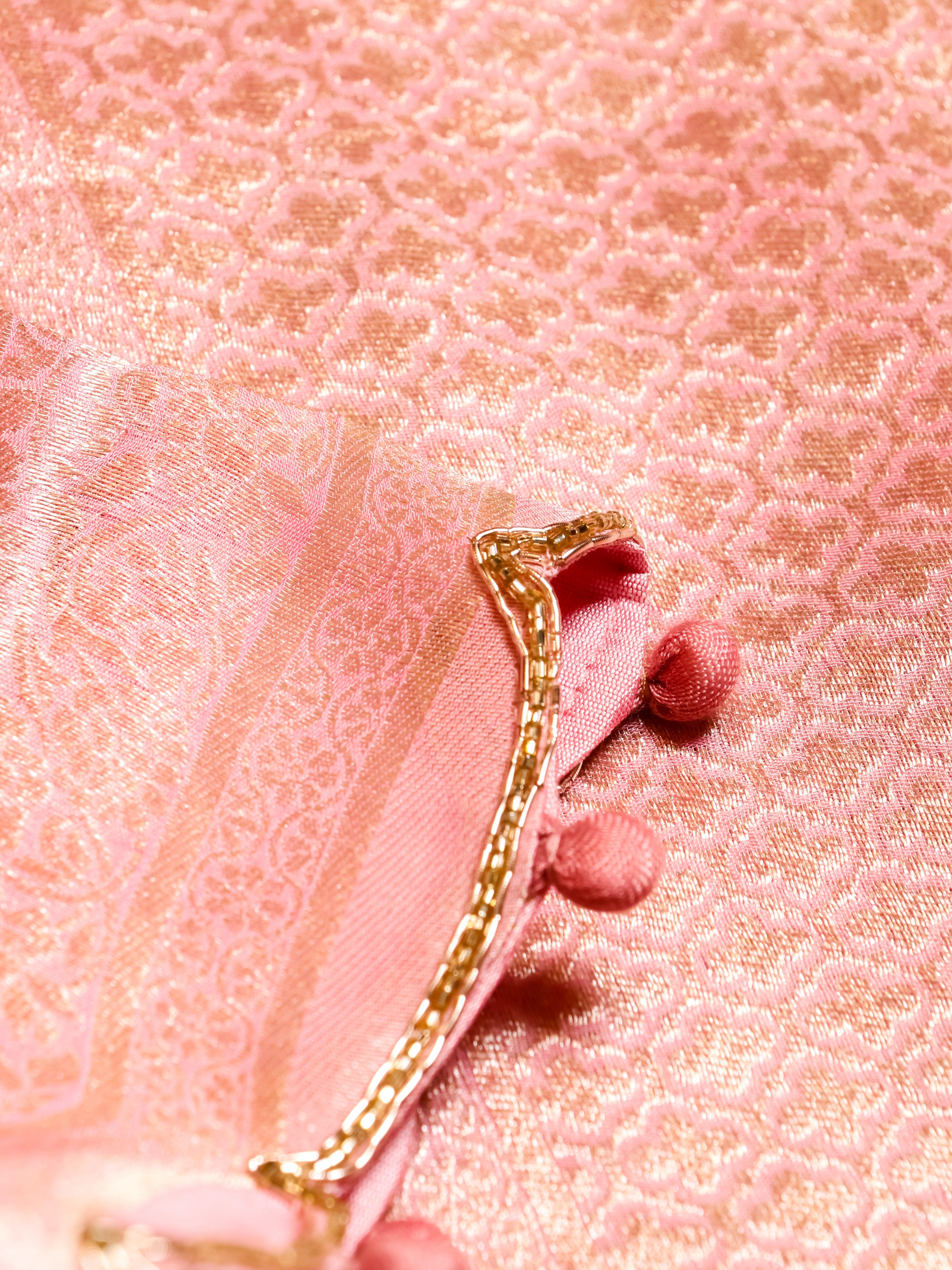 Designer Baby Pink Katan Soft Silk Saree - Sumangal Ekam