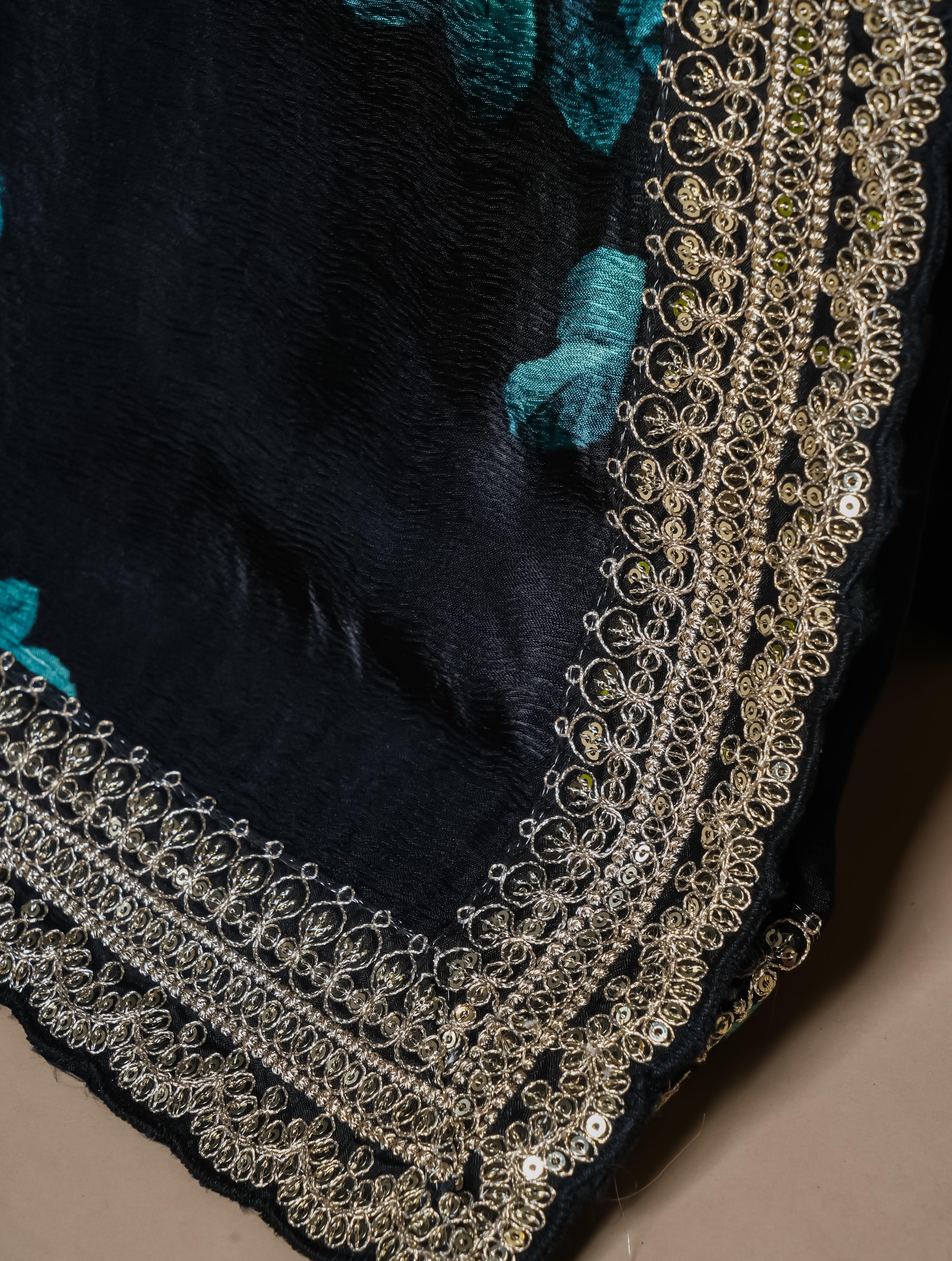 Designer Black Crepe Silk Saree - Sumangal Ekam