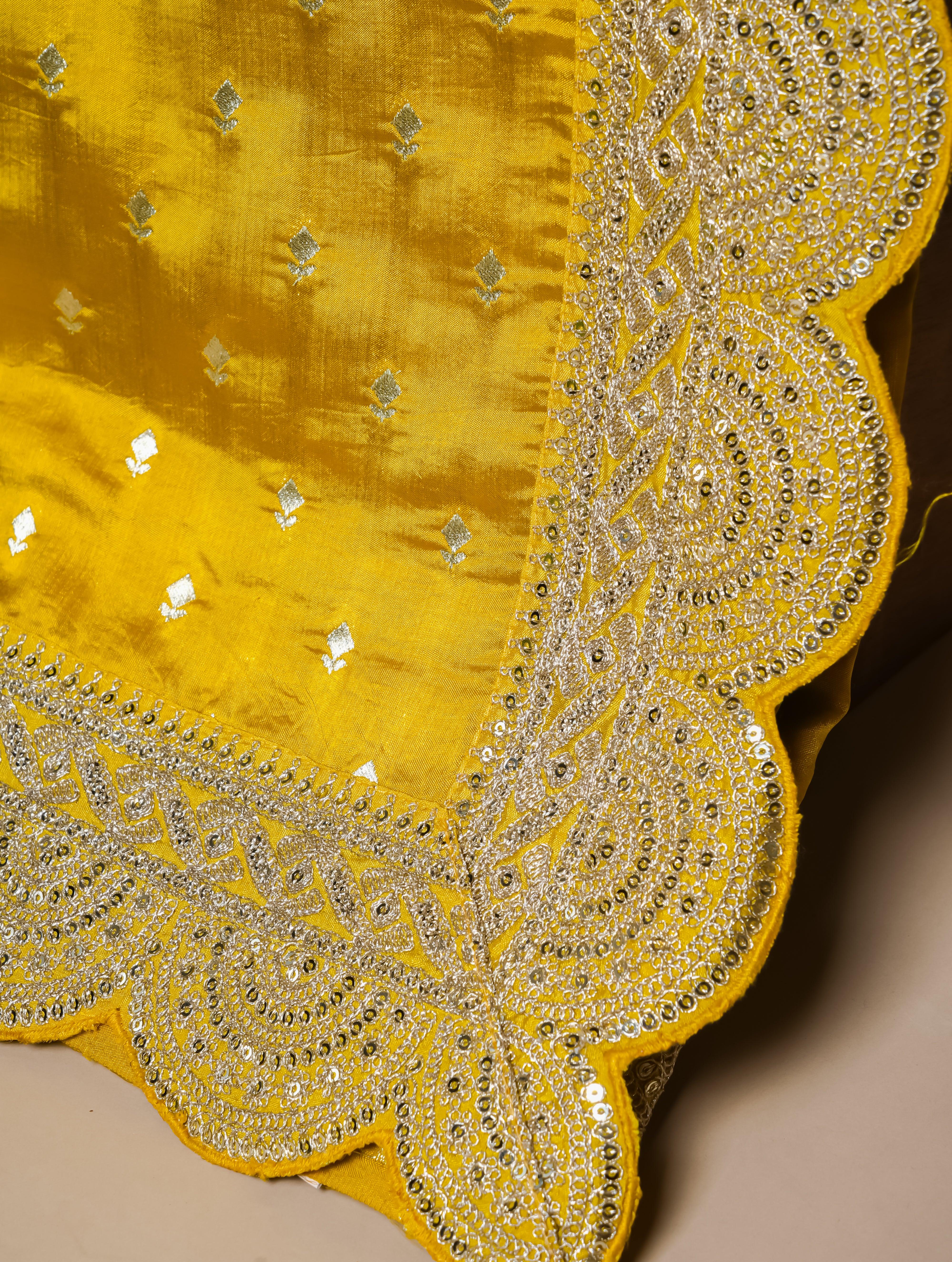 Handwoven Yellow Banarasi Katan Silk Saree - Sumangal Ekam