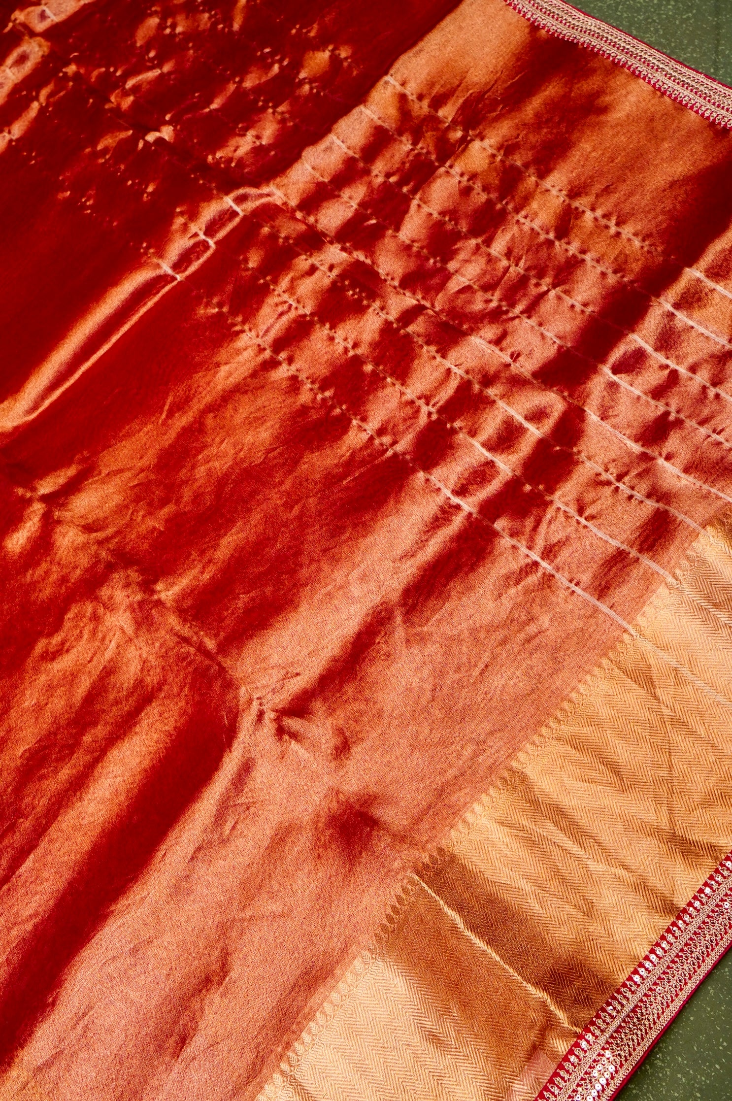 Designer Red Tissue Silk Saree