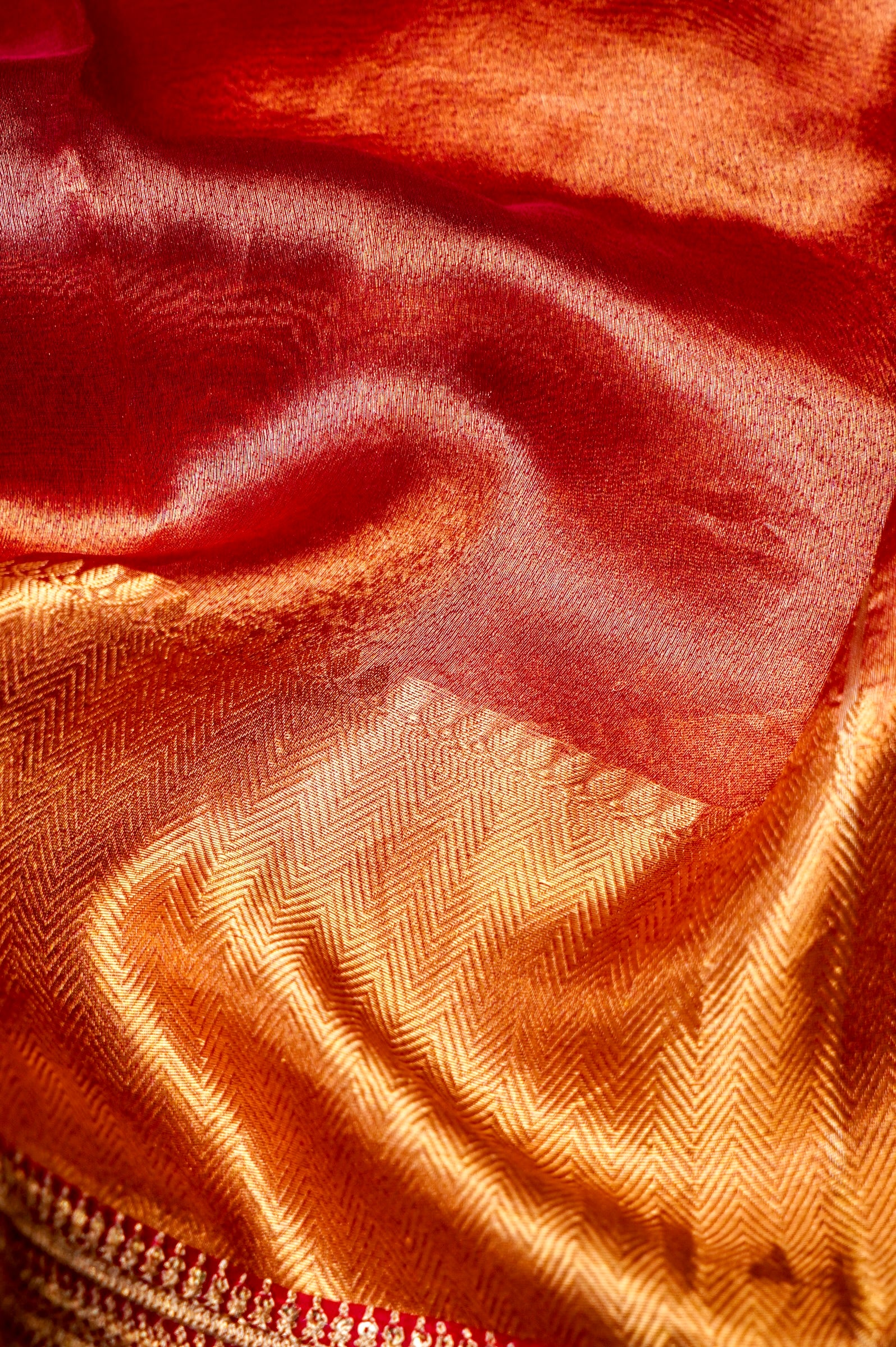 Designer Red Tissue Silk Saree