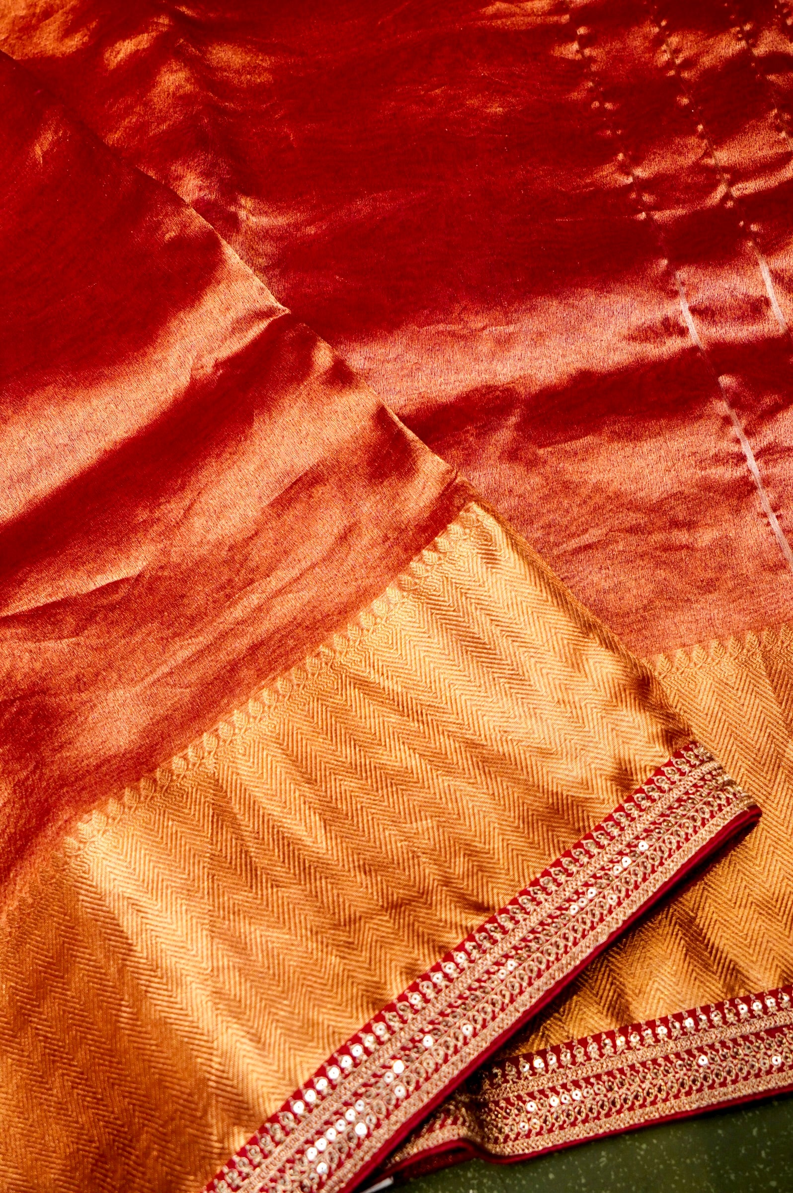 Designer Red Tissue Silk Saree