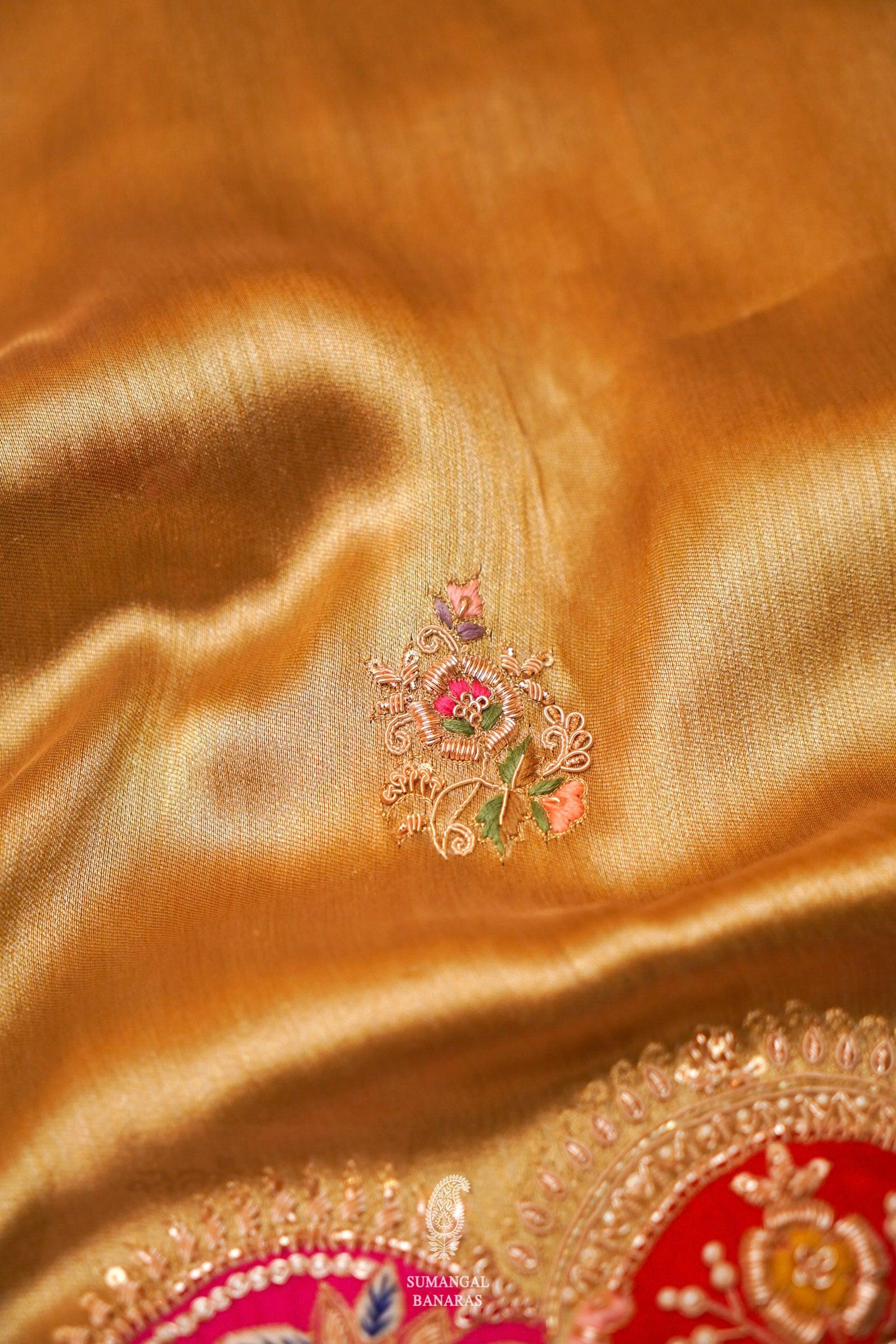 Designer Golden Tissue Silk Saree