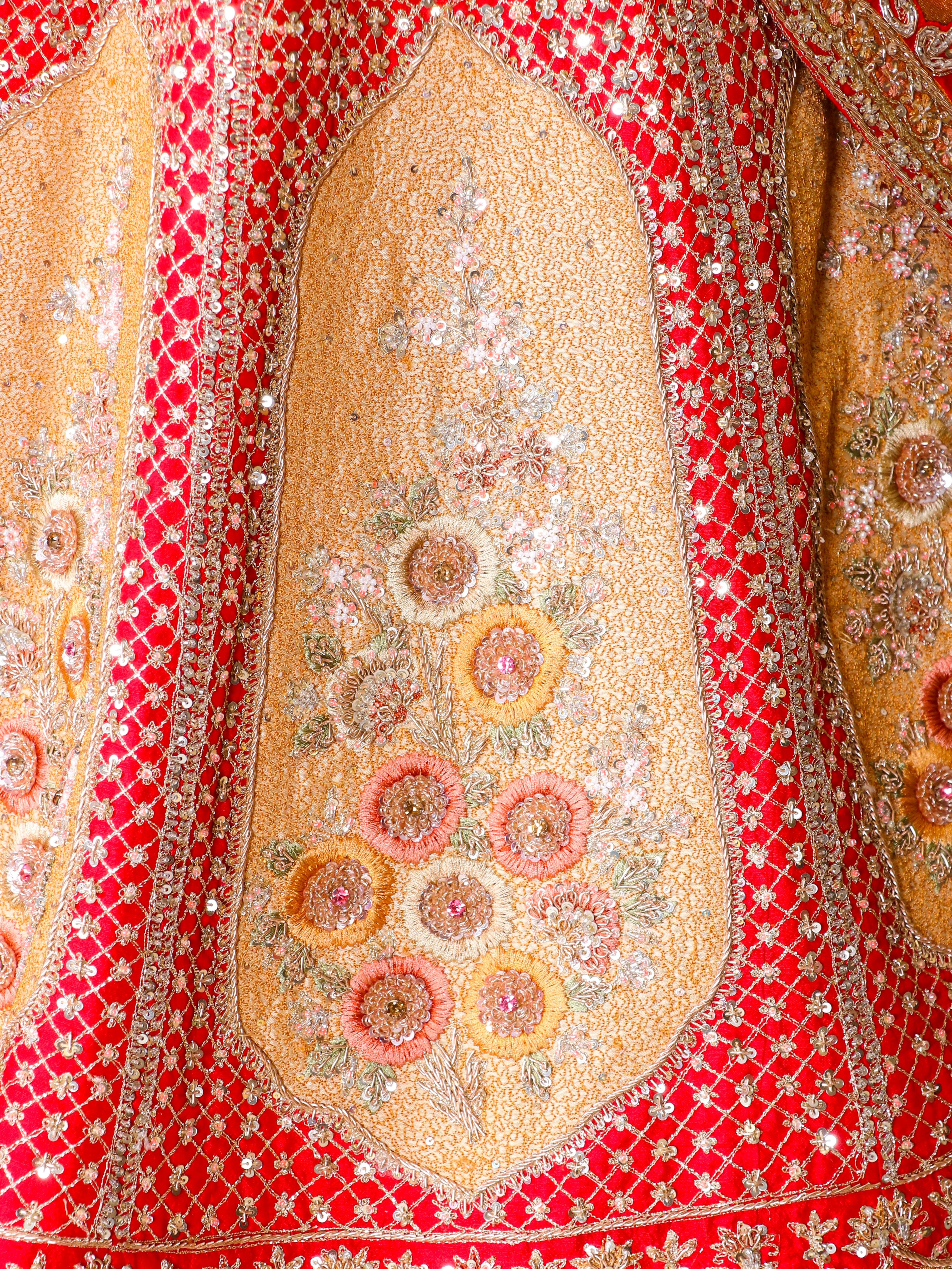 Designer Red Raw Silk Bridal Lehenga - Sumangal Ekam