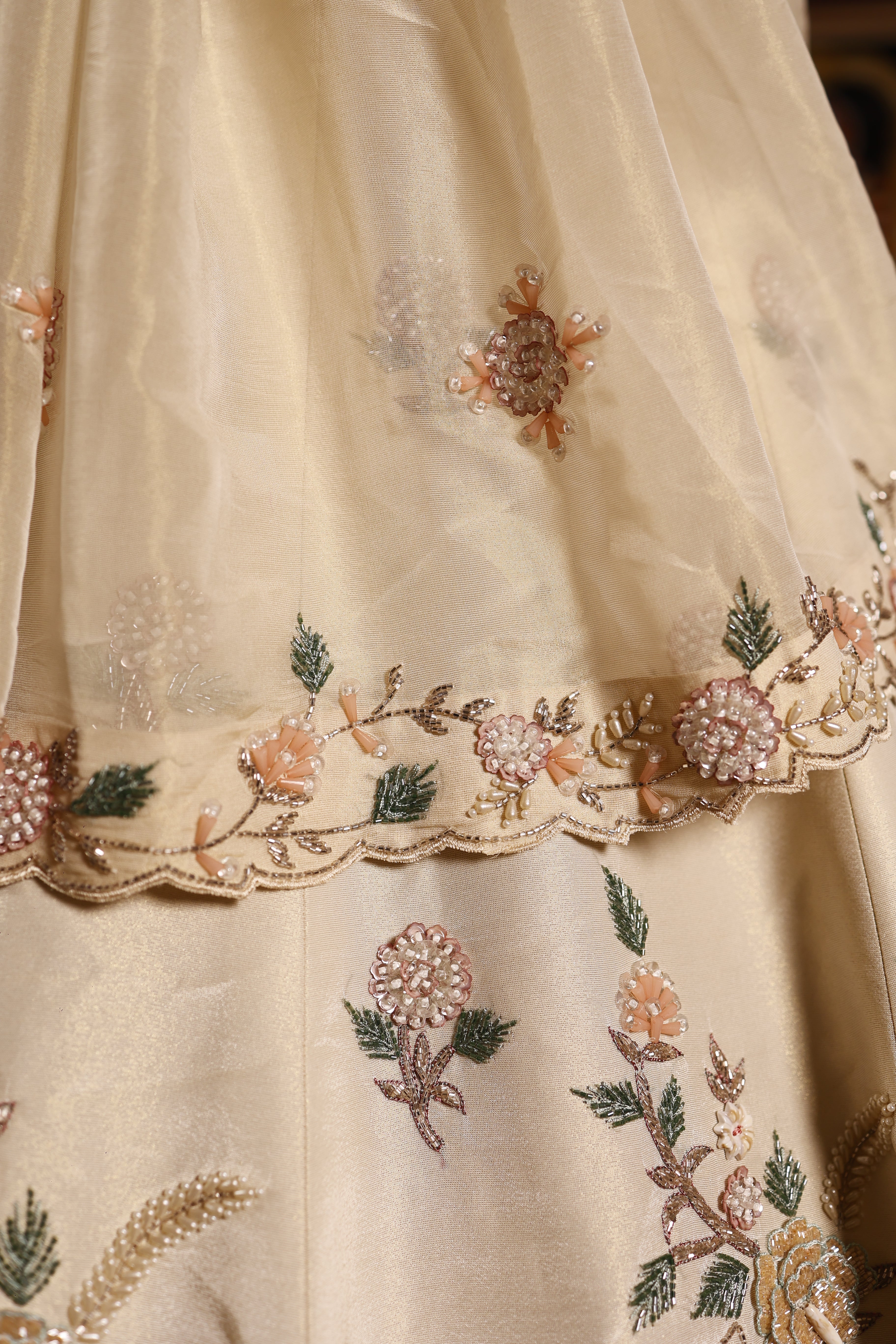 Designer Off White Raw Silk Party Wear Lehenga