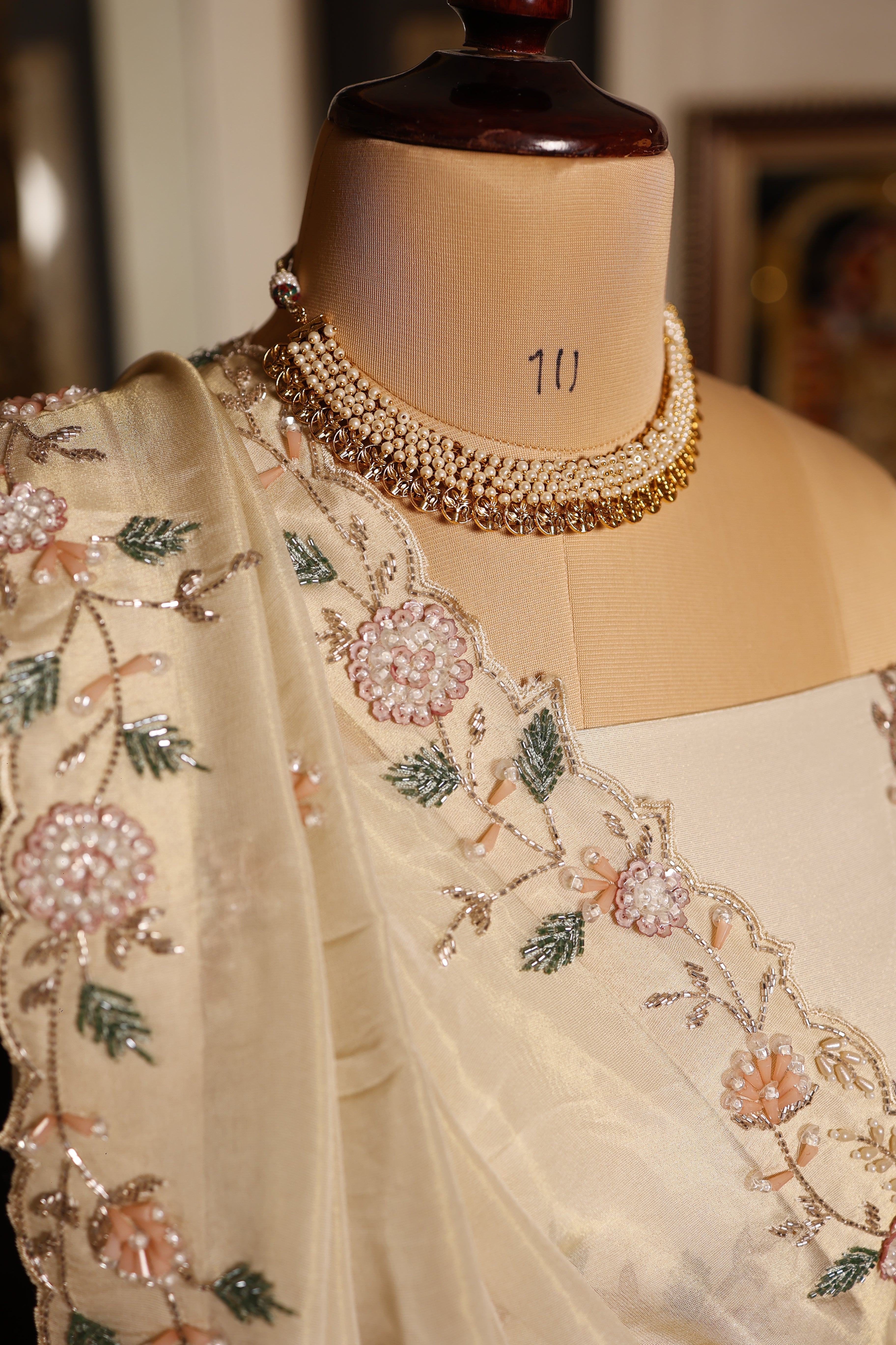 Designer Off White Raw Silk Party Wear Lehenga