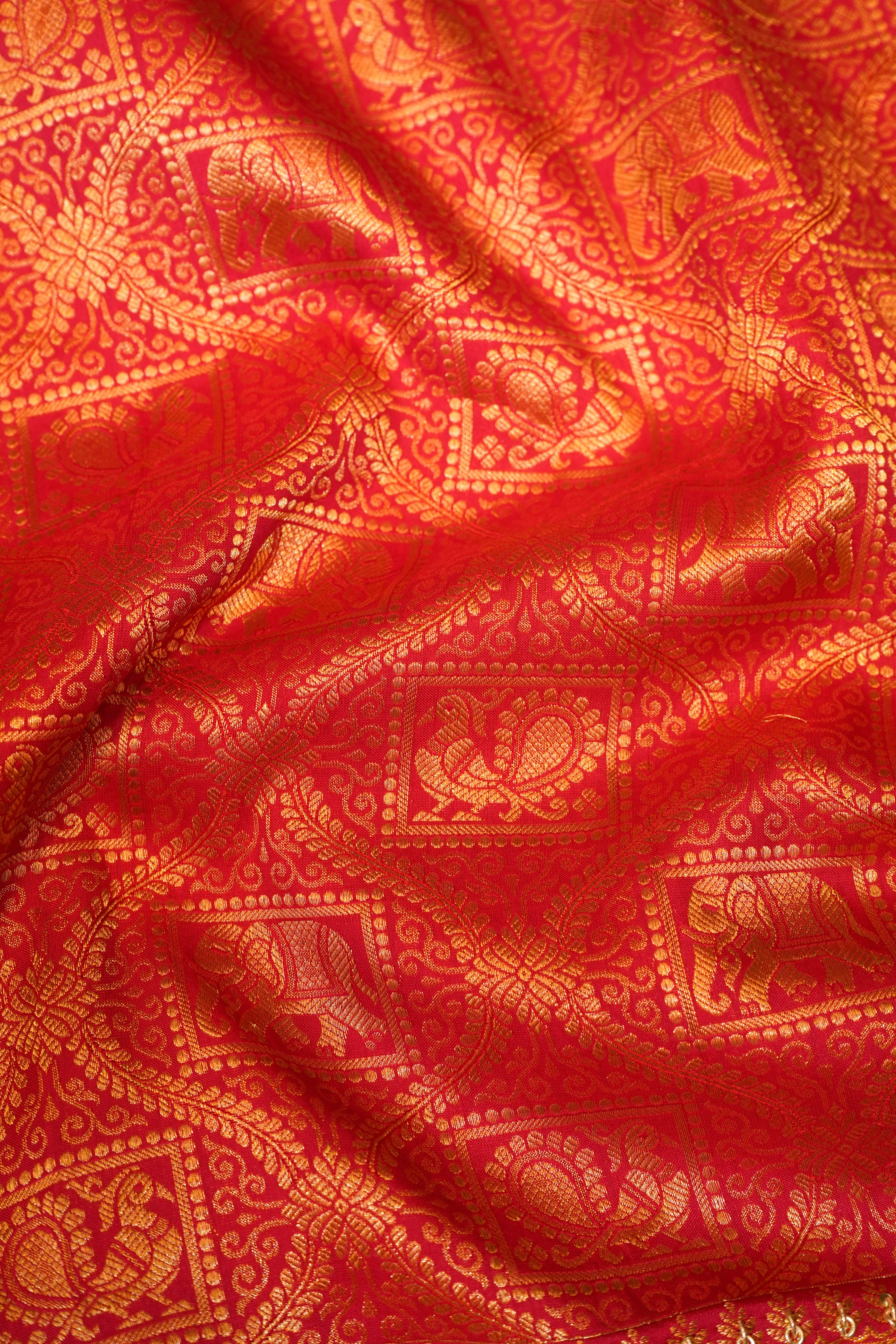 Designer Red Katan Silk Saree