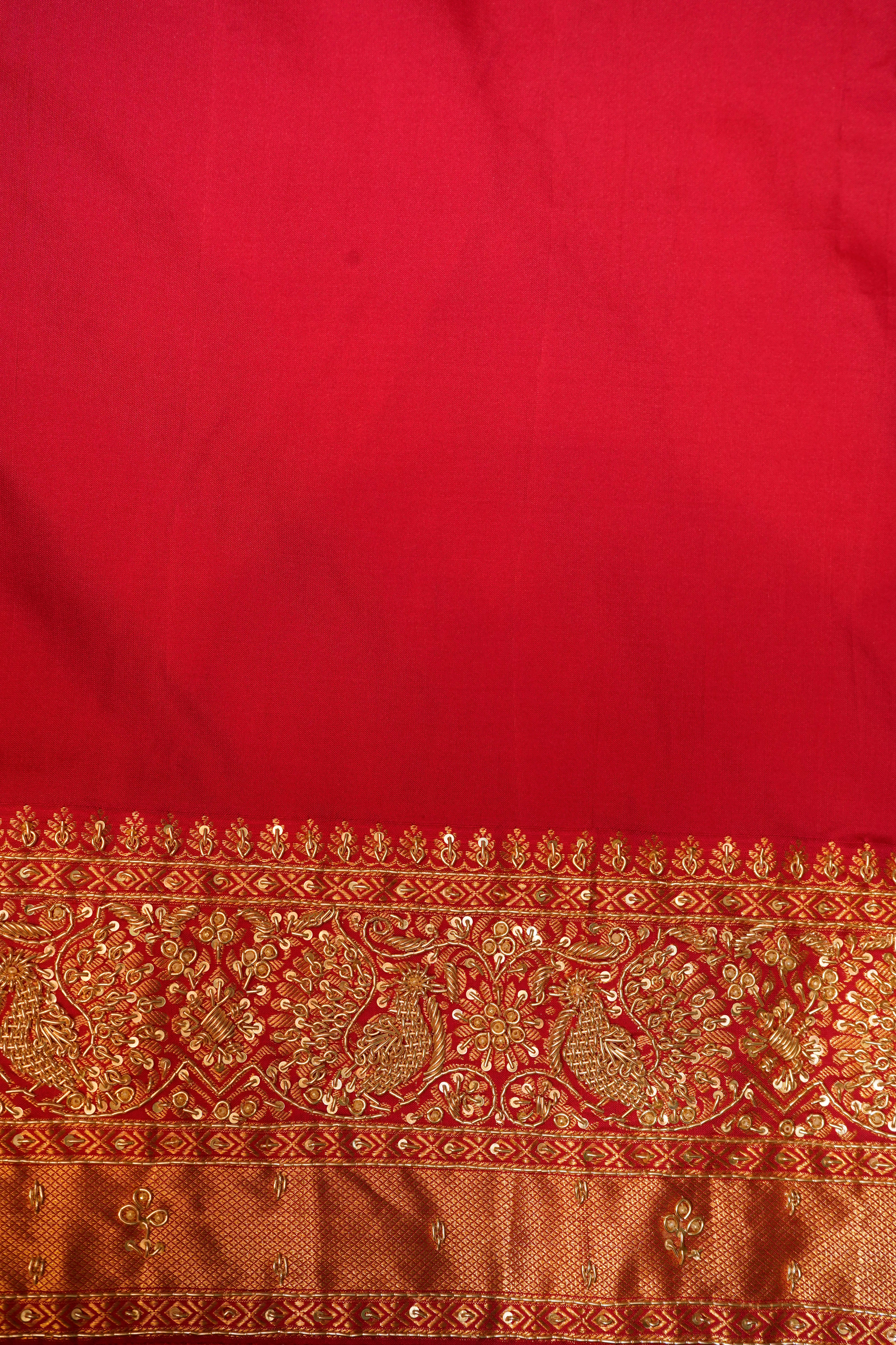 Designer Red Katan Silk Saree