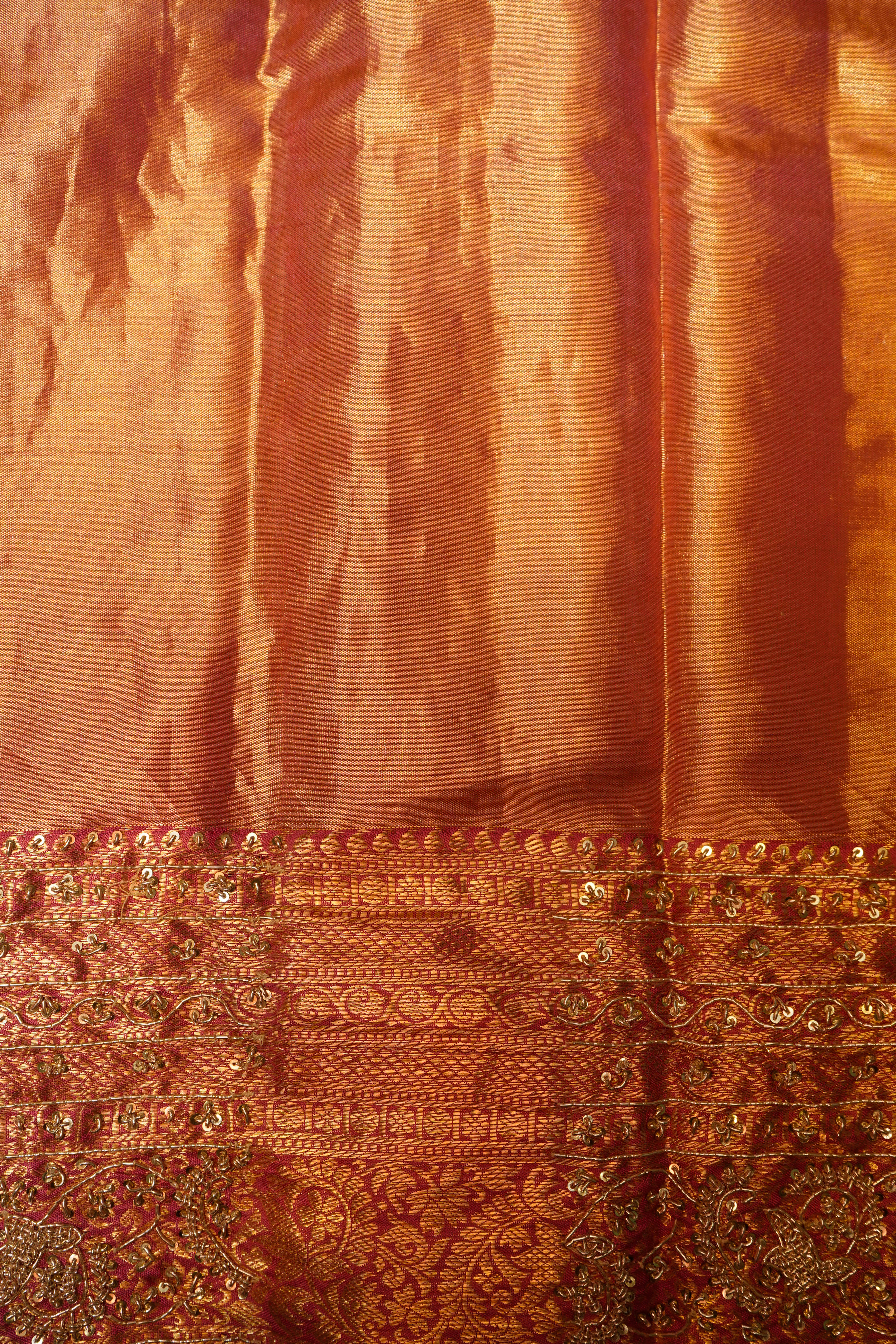 Designer Golden Katan Silk Saree