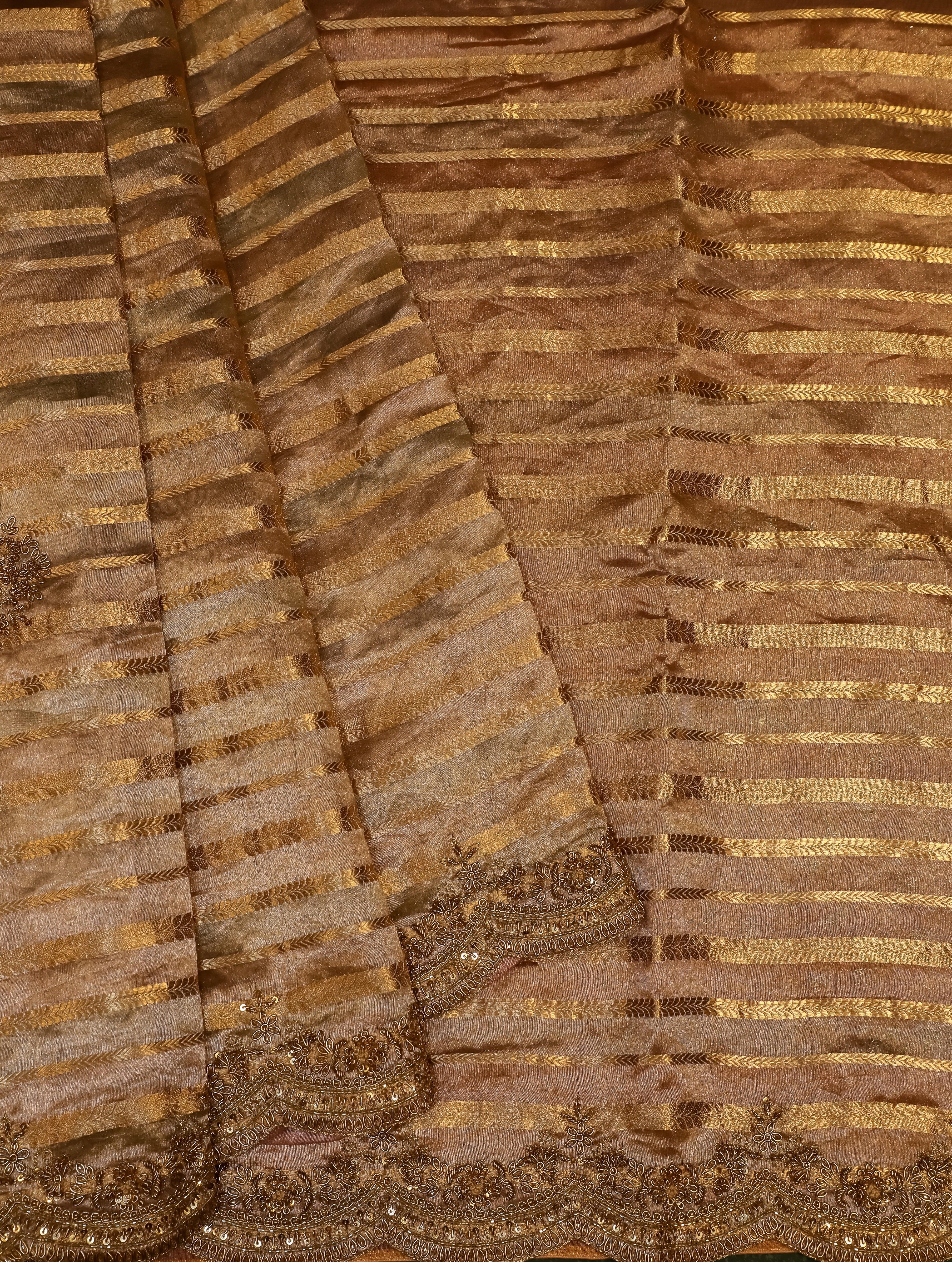 Designer Rose Gold Tissue Silk Saree - Sumangal Ekam
