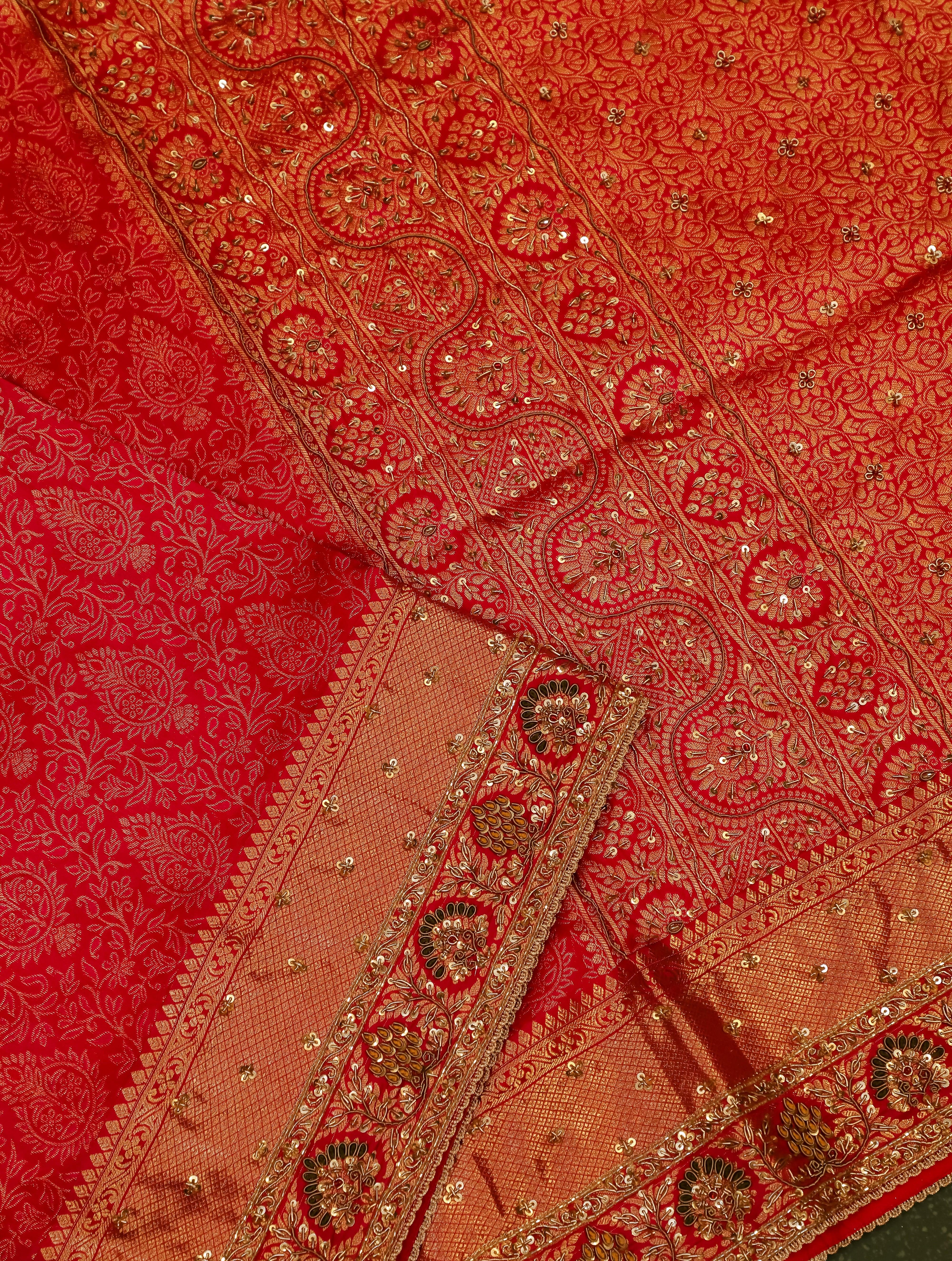 Designer Red Katan Silk Saree - Sumangal Ekam