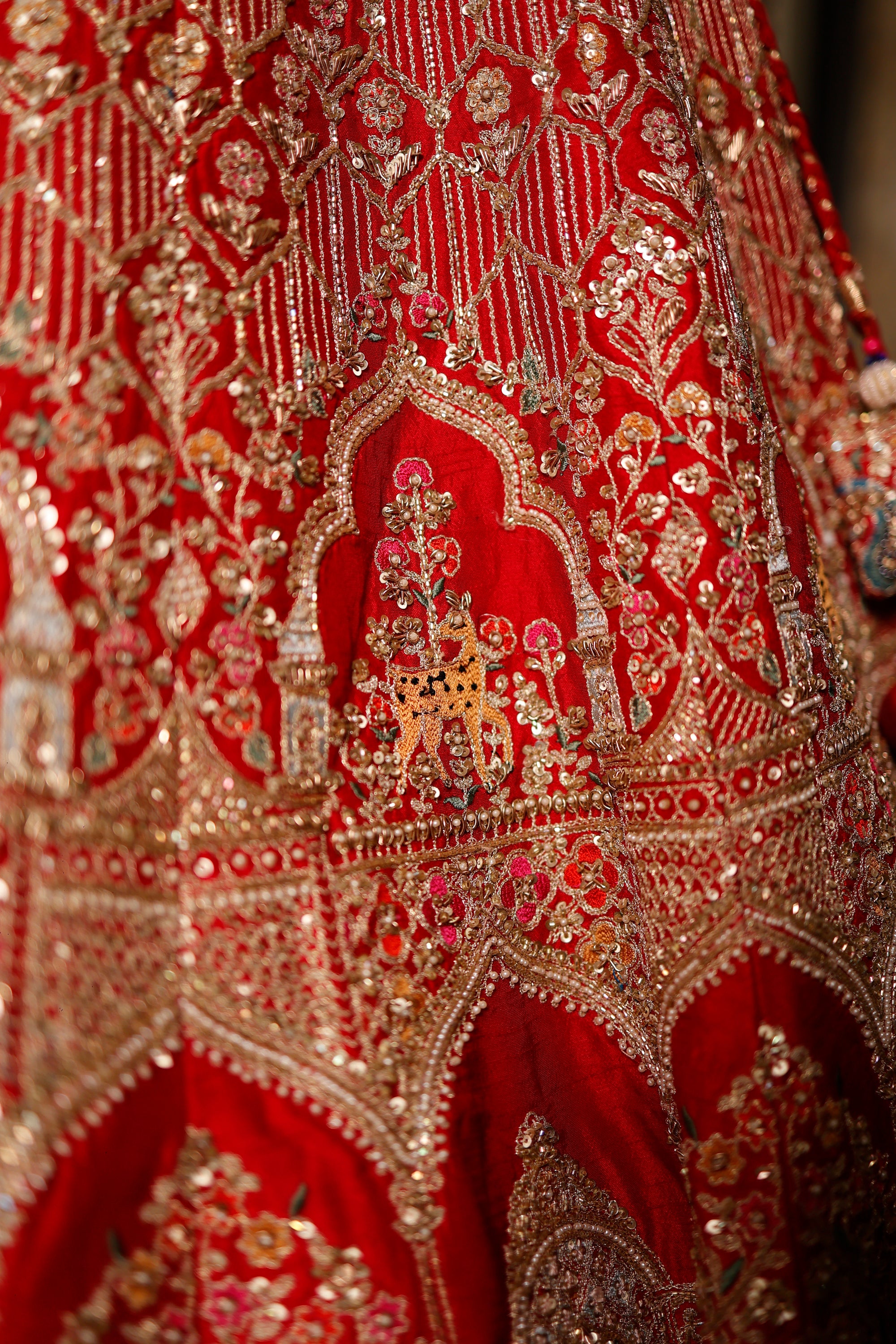 Designer Red Raw Silk Bridal Lehenga