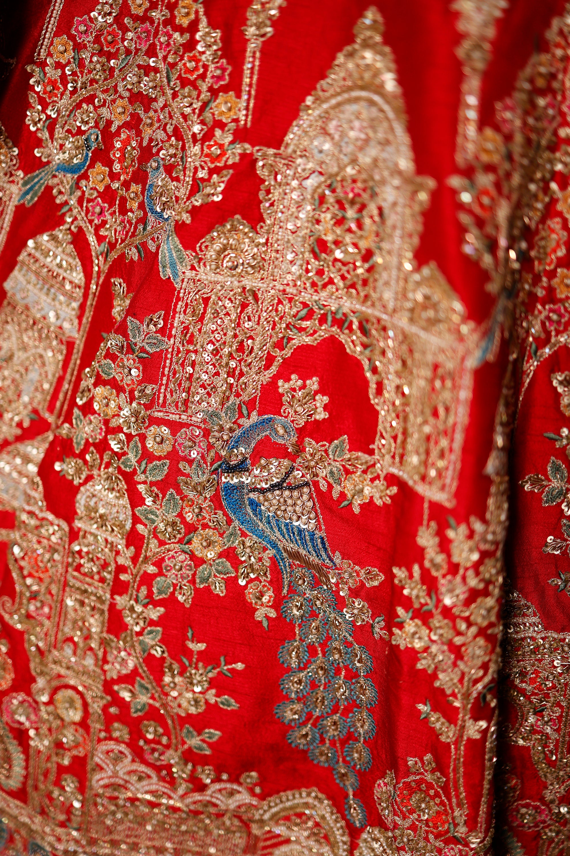 Designer Red Raw Silk Bridal Lehenga