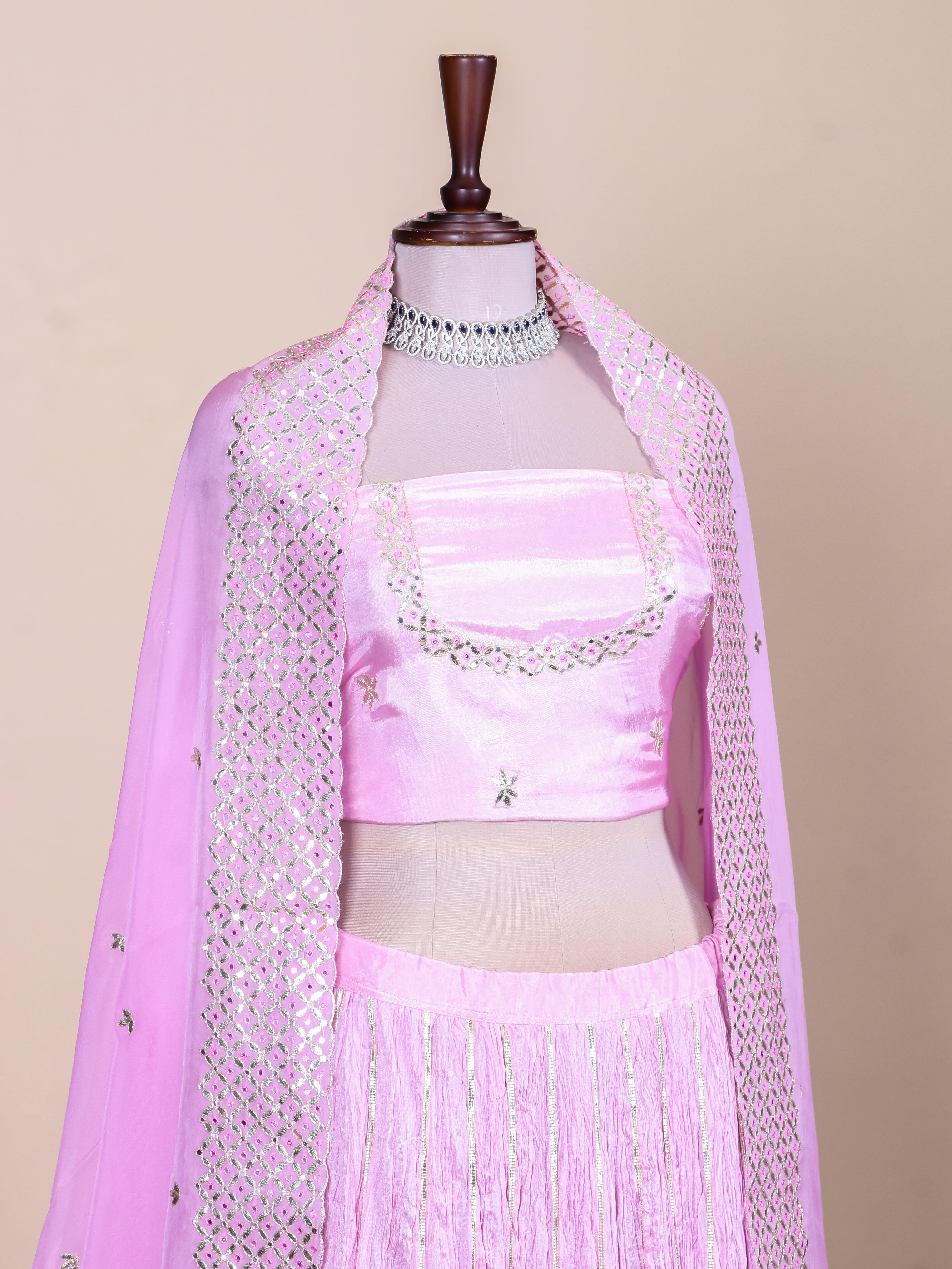 Designer Baby Pink Pure Silk Party Wear Indo Western - Sumangal Ekam