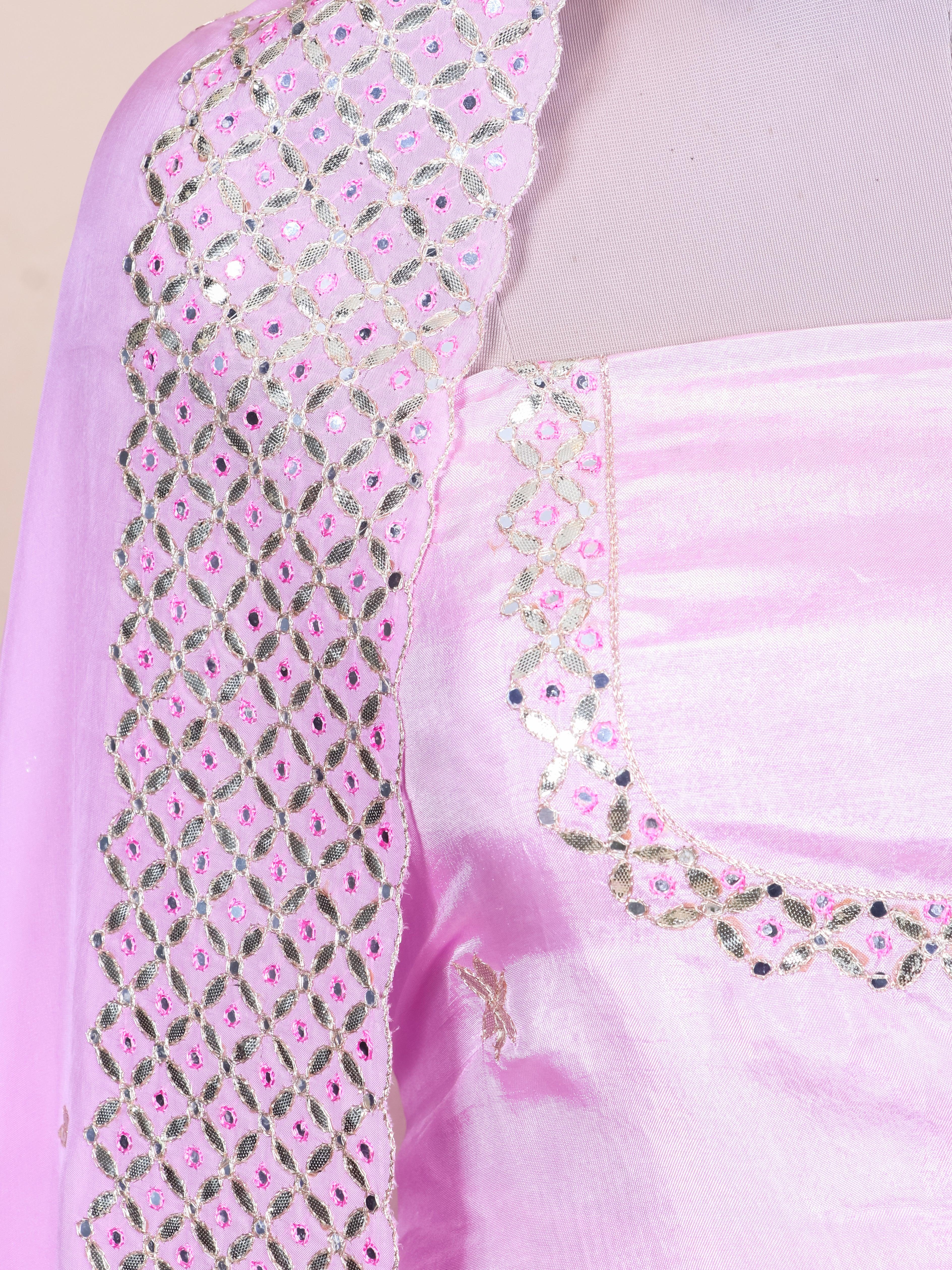 Designer Baby Pink Pure Silk Party Wear Indo Western - Sumangal Ekam