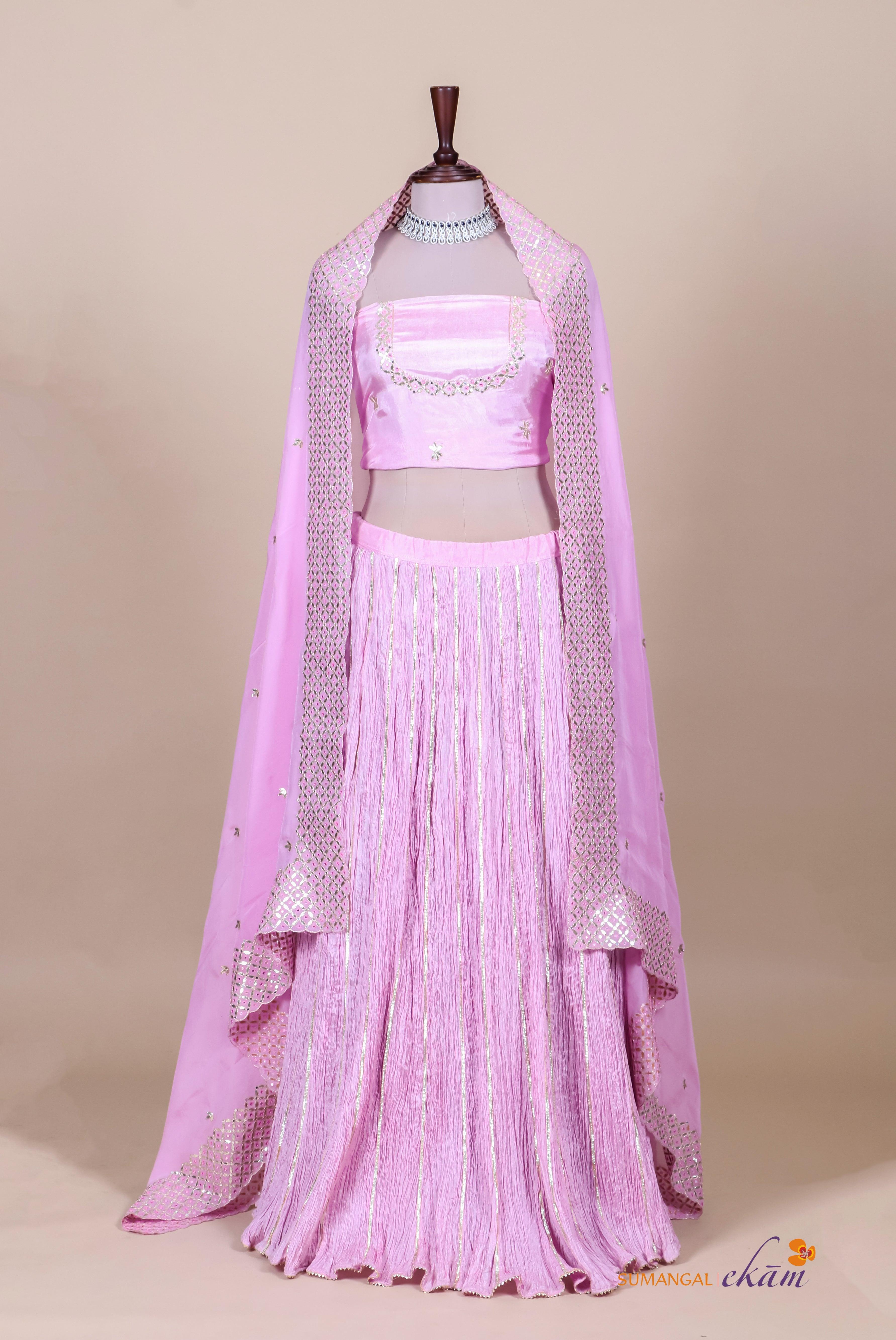 Designer Baby Pink Pure Silk Party Wear Indo Western - Sumangal Ekam