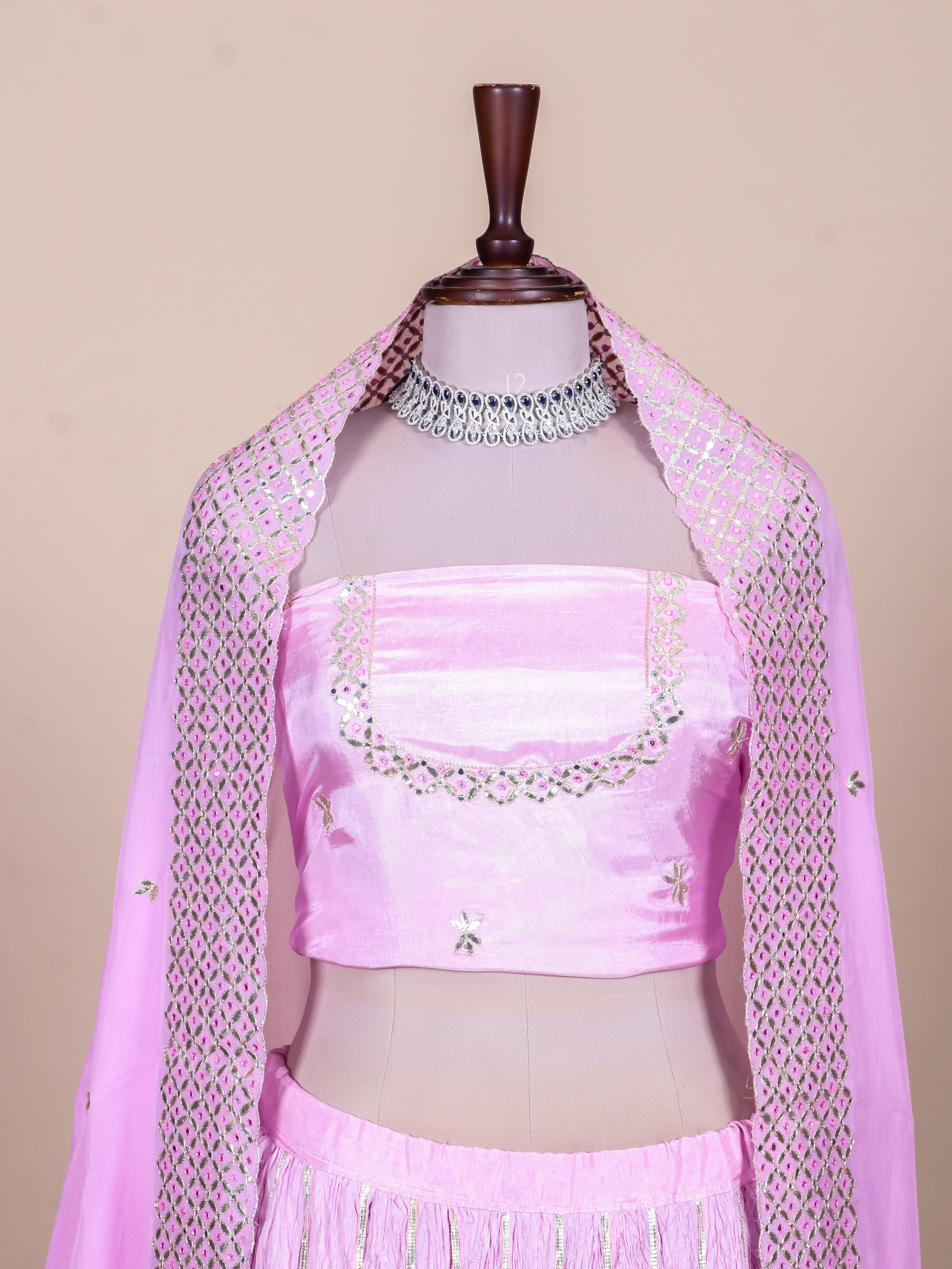 Designer Baby Pink Pure Silk Party Wear Indo Western - Sumangal Ekam