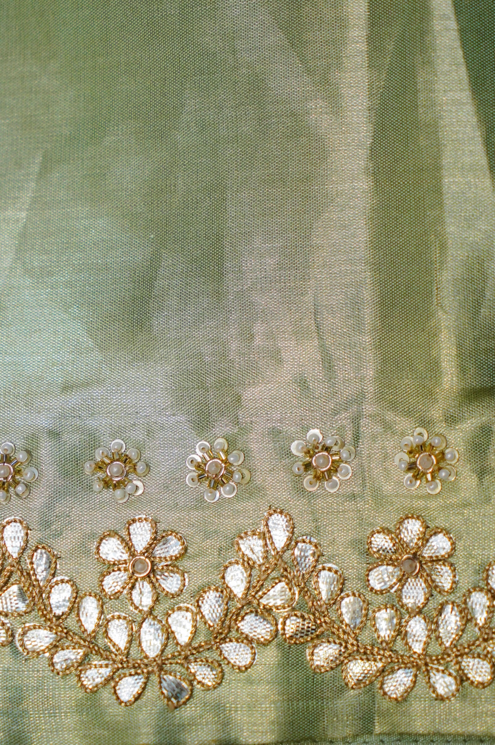 Designer Pastel Green Tissue Silk Saree