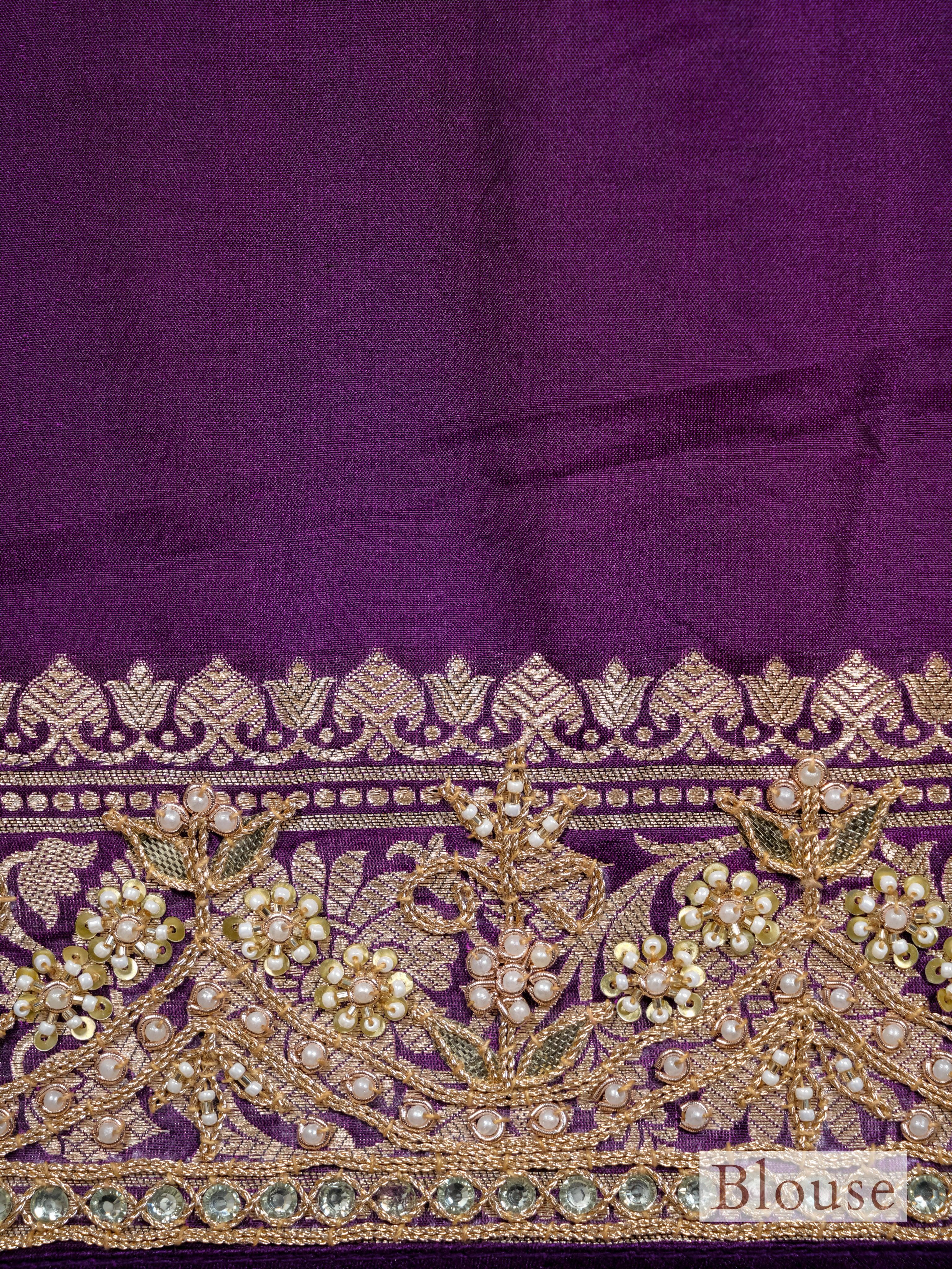Handwoven Dark Purple Banarasi Katan Silk Saree - Sumangal Ekam
