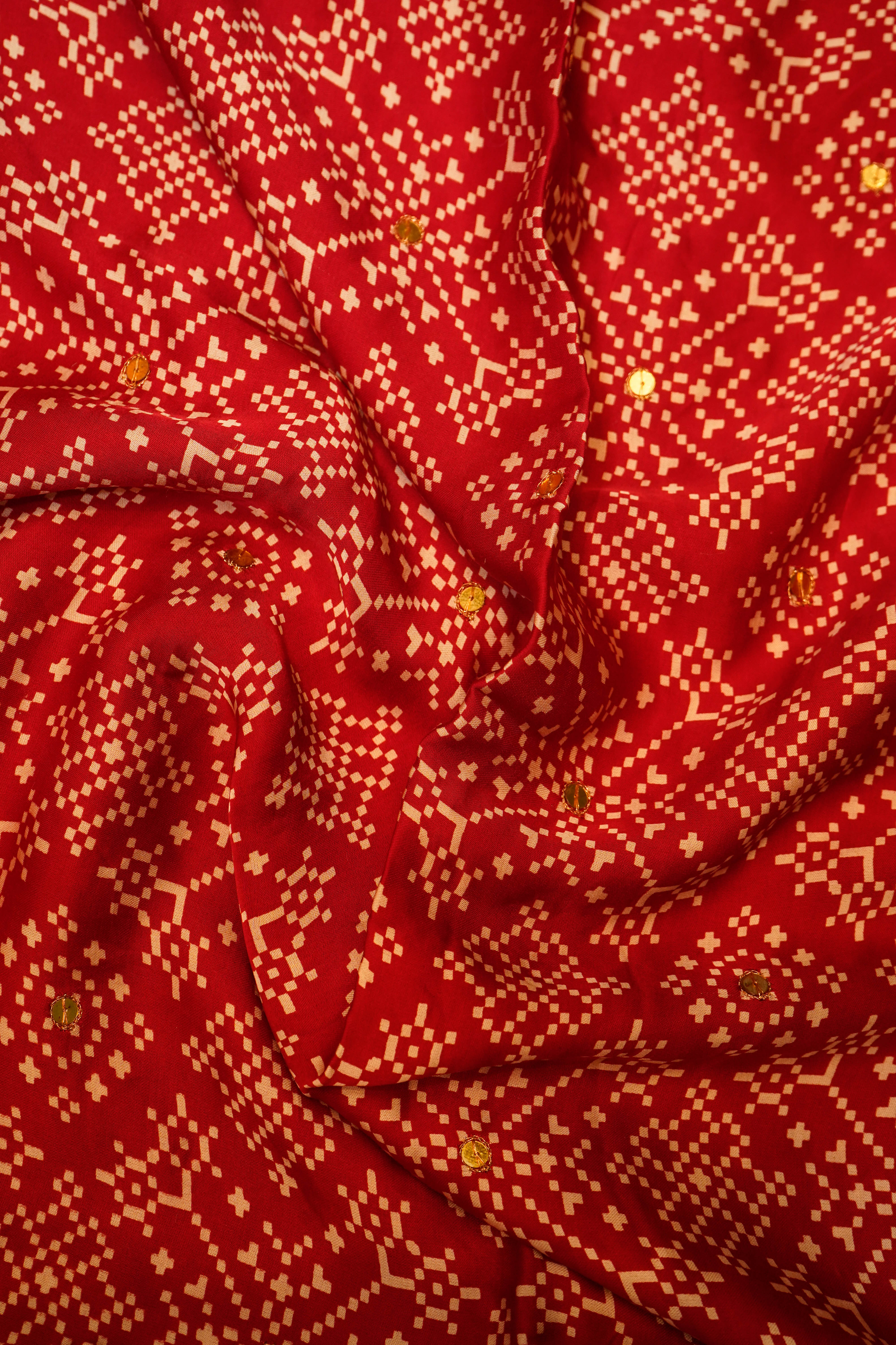 Designer Red Gajji Silk Saree
