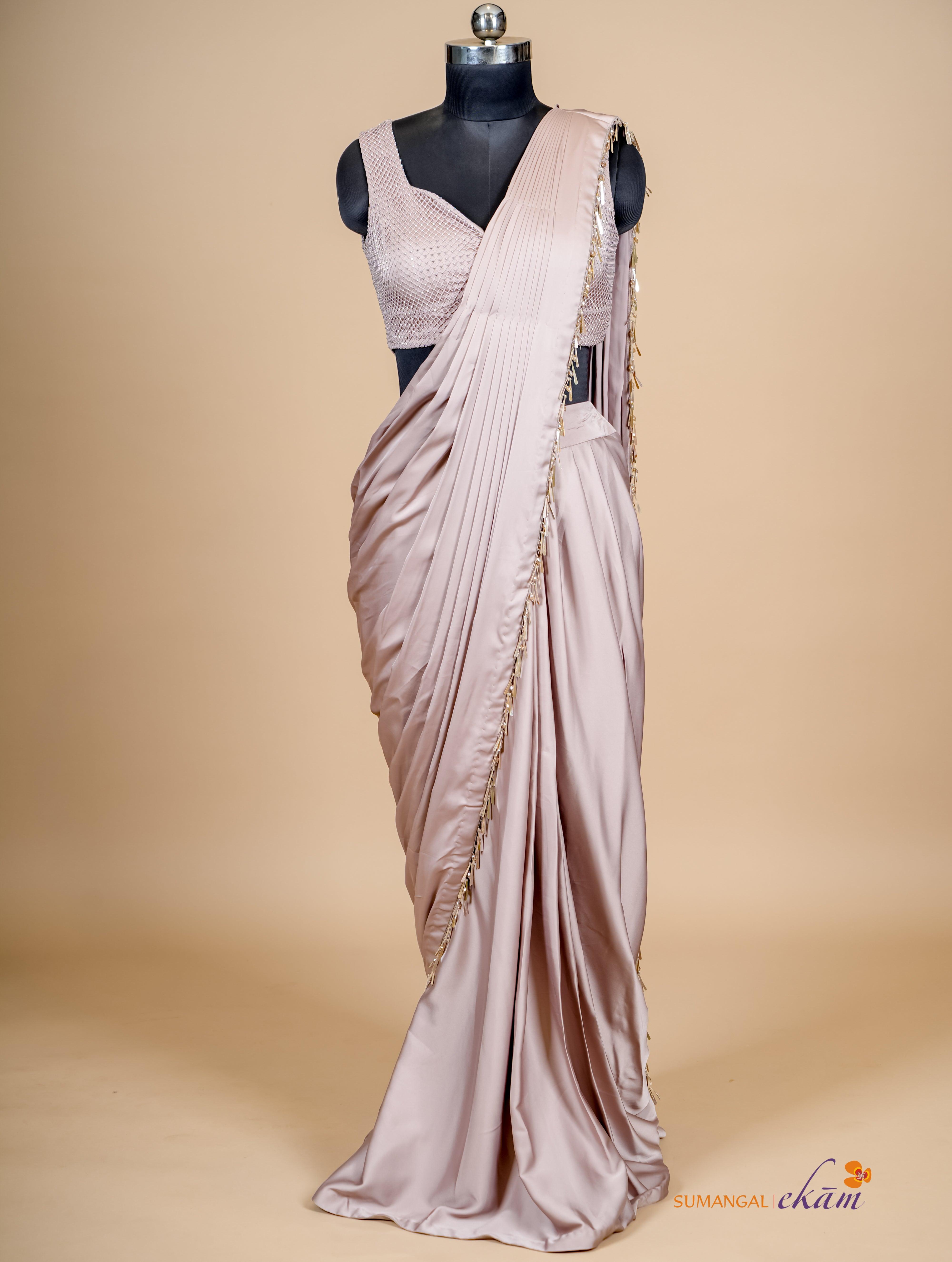 Designer Move Satin Silk Party Wear Drape Saree - Sumangal Ekam