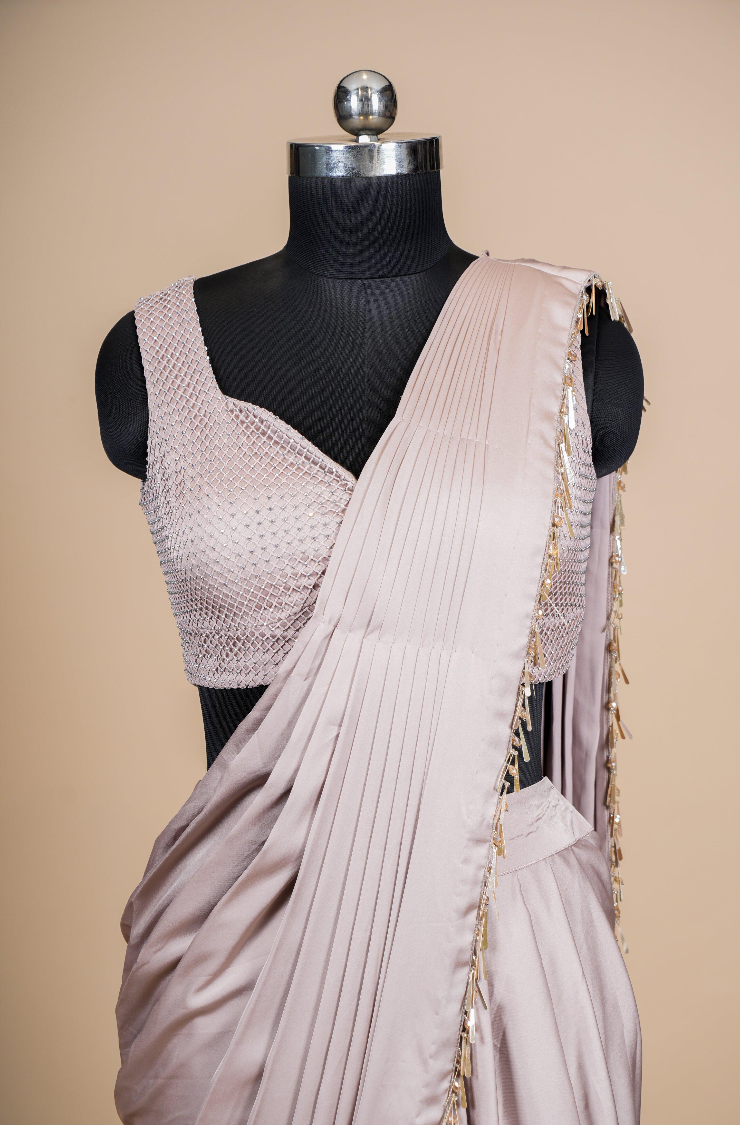 Designer Move Satin Silk Party Wear Drape Saree - Sumangal Ekam