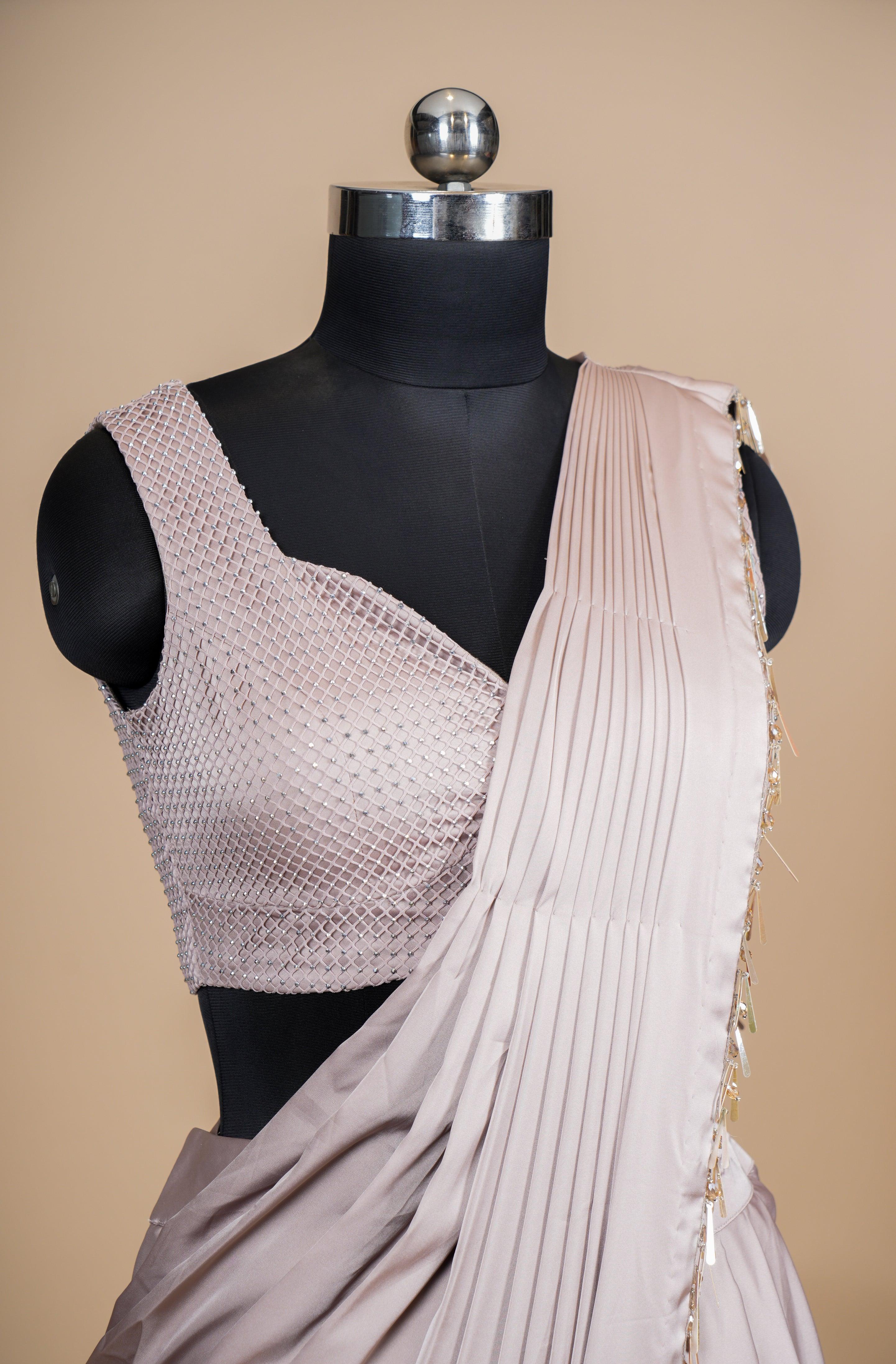 Designer Move Satin Silk Party Wear Drape Saree - Sumangal Ekam