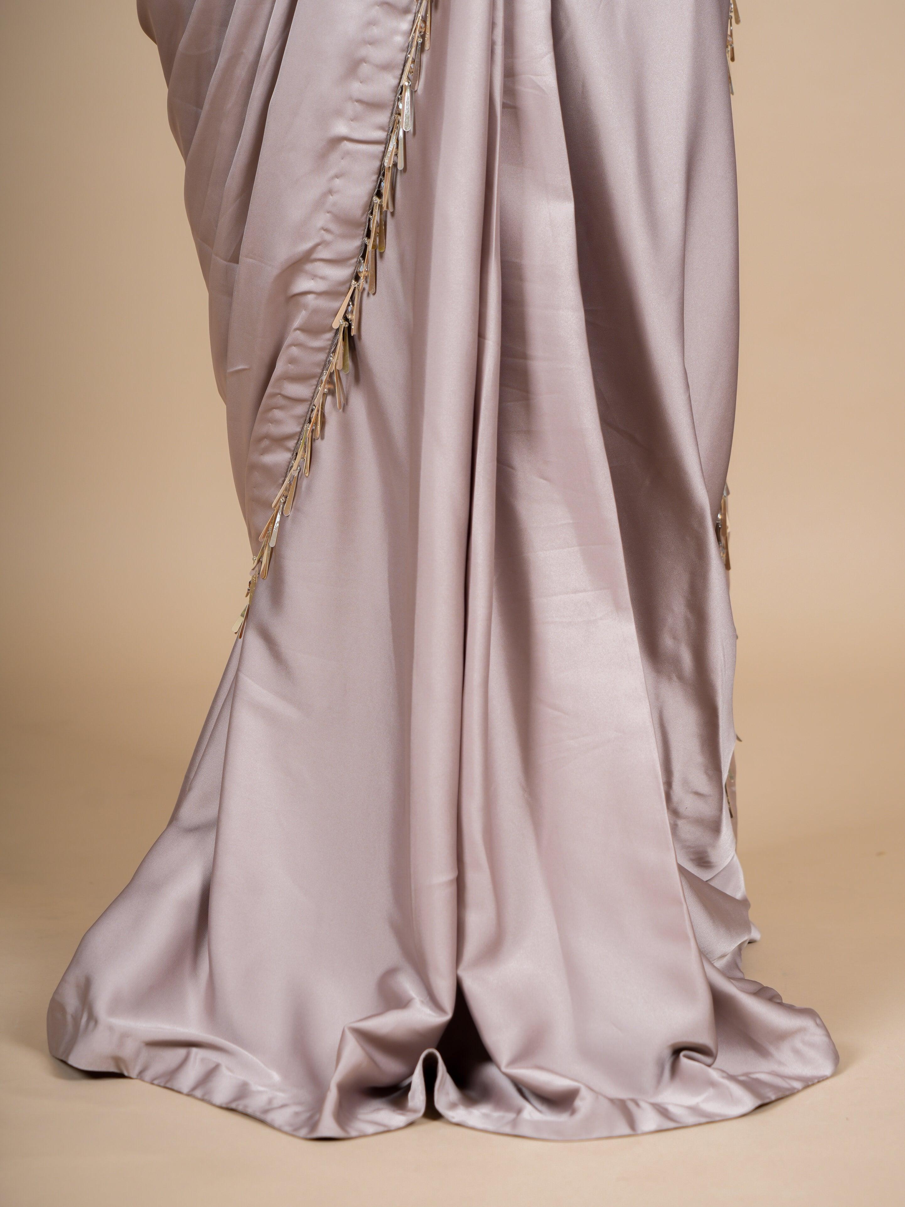 Designer Move Satin Silk Party Wear Drape Saree - Sumangal Ekam