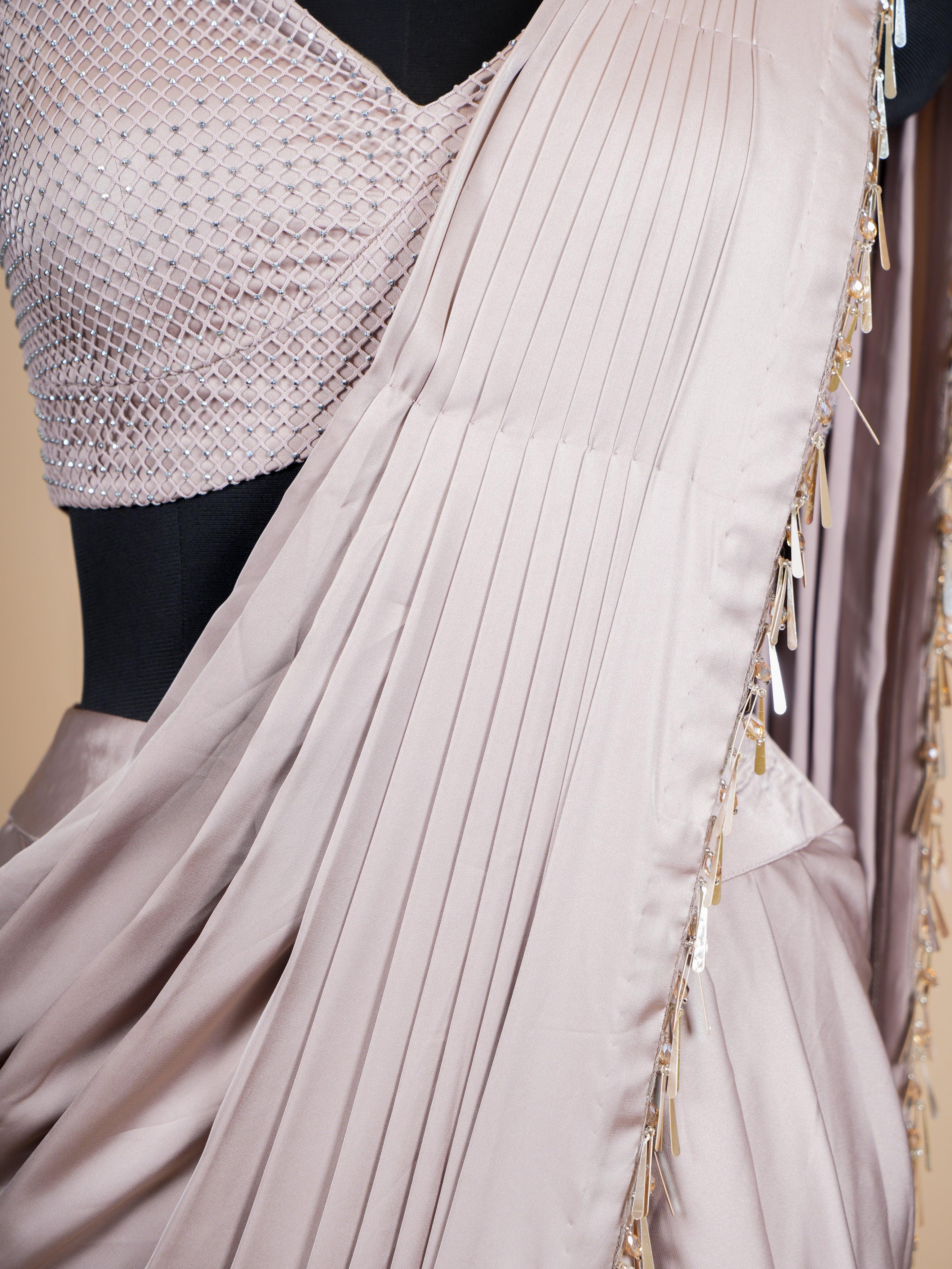 Designer Move Satin Silk Party Wear Drape Saree - Sumangal Ekam