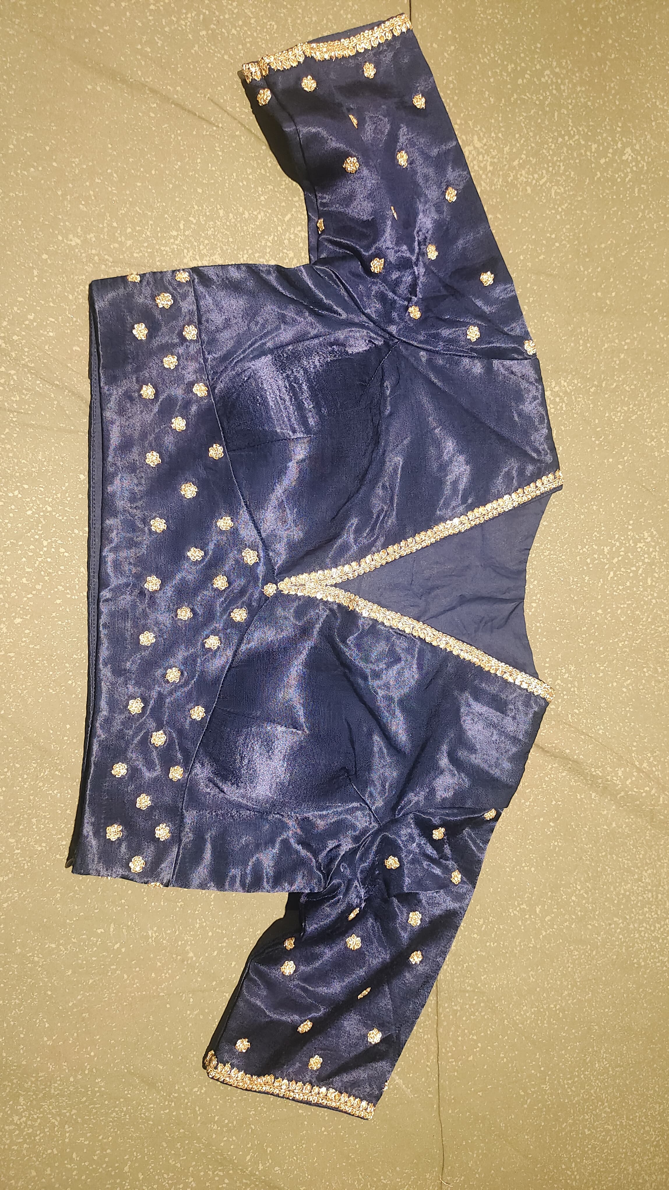 Handwoven Navy Blue Designer Organza Saree