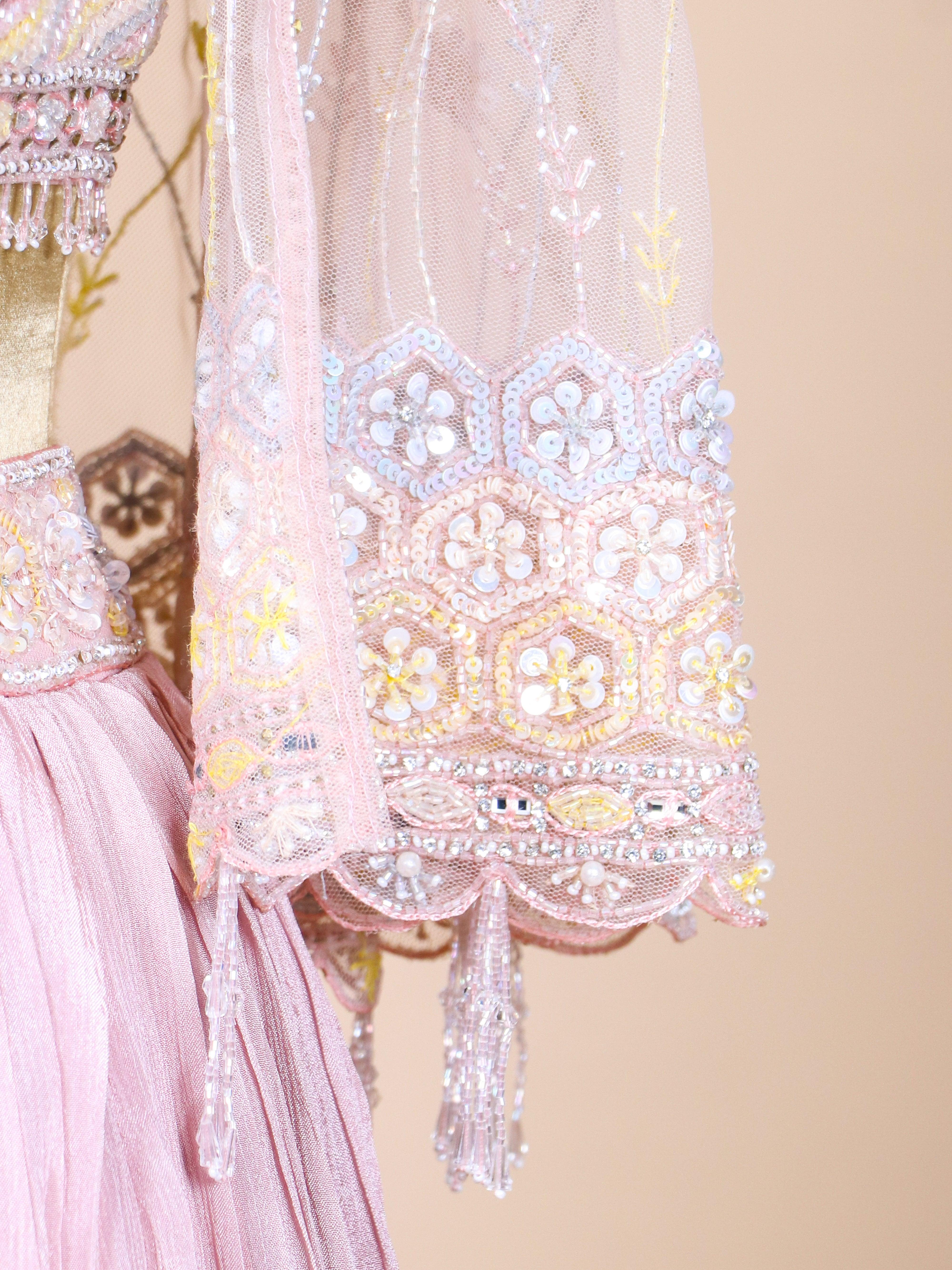 Designer Pastel Pink Georgette Silk Party Wear Crop Top - Sumangal Ekam