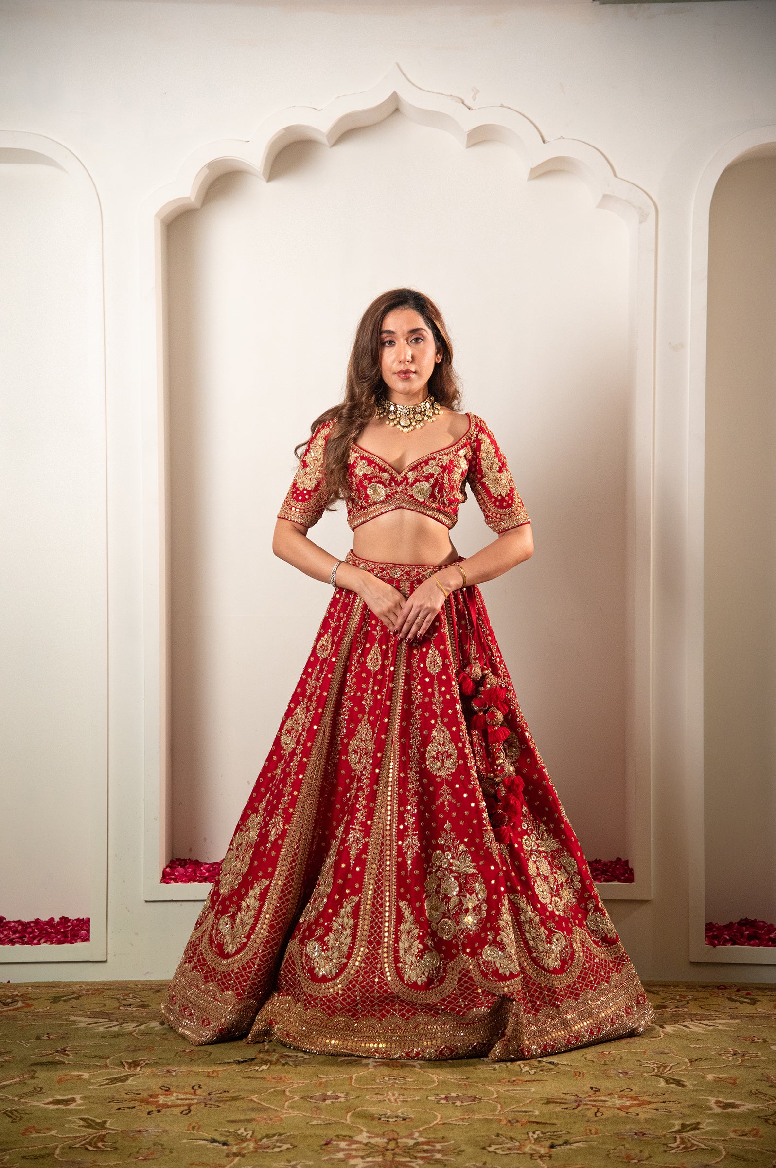 Designer Red Raw Silk Bridal Lehenga