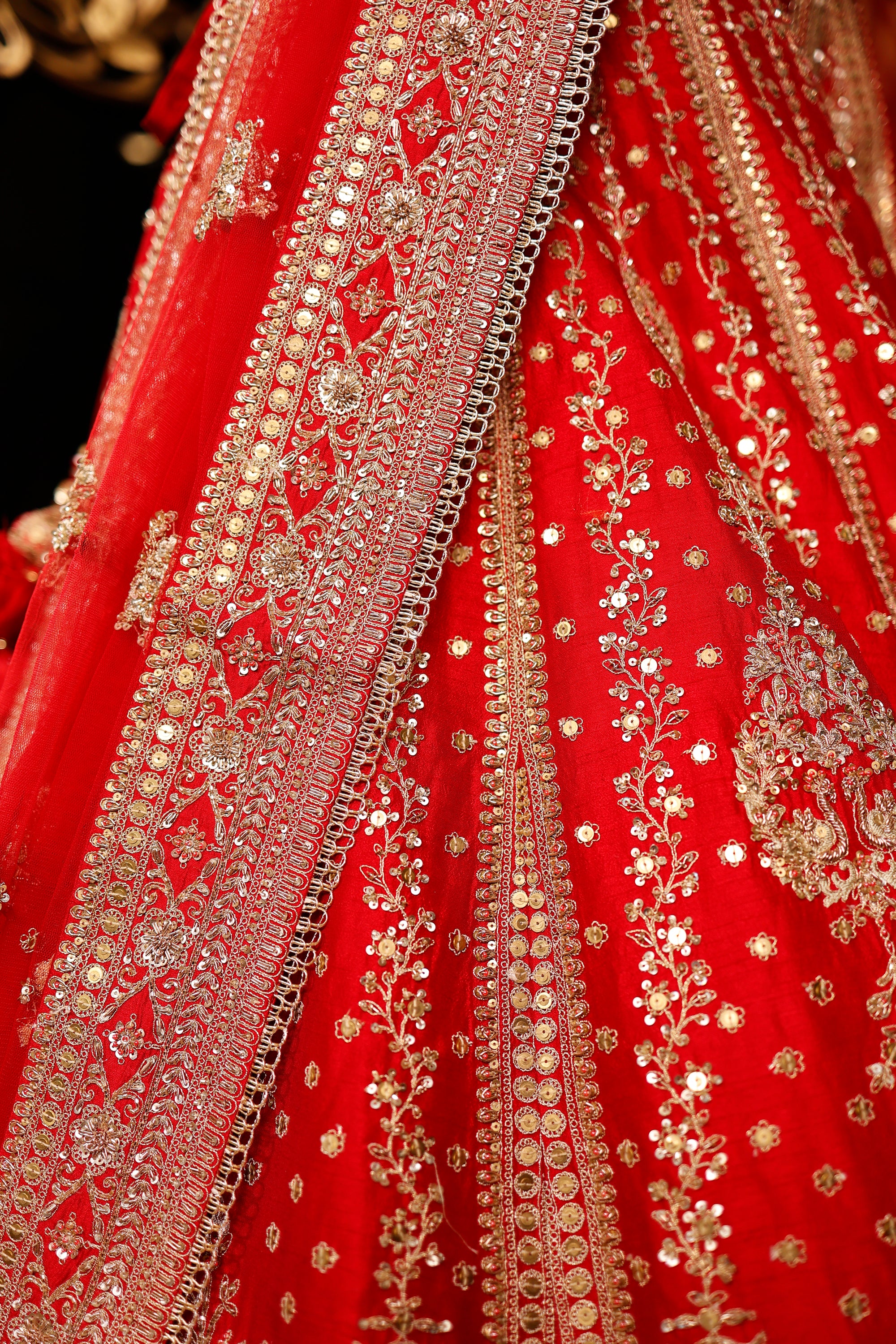Designer Red Raw Silk Bridal Lehenga