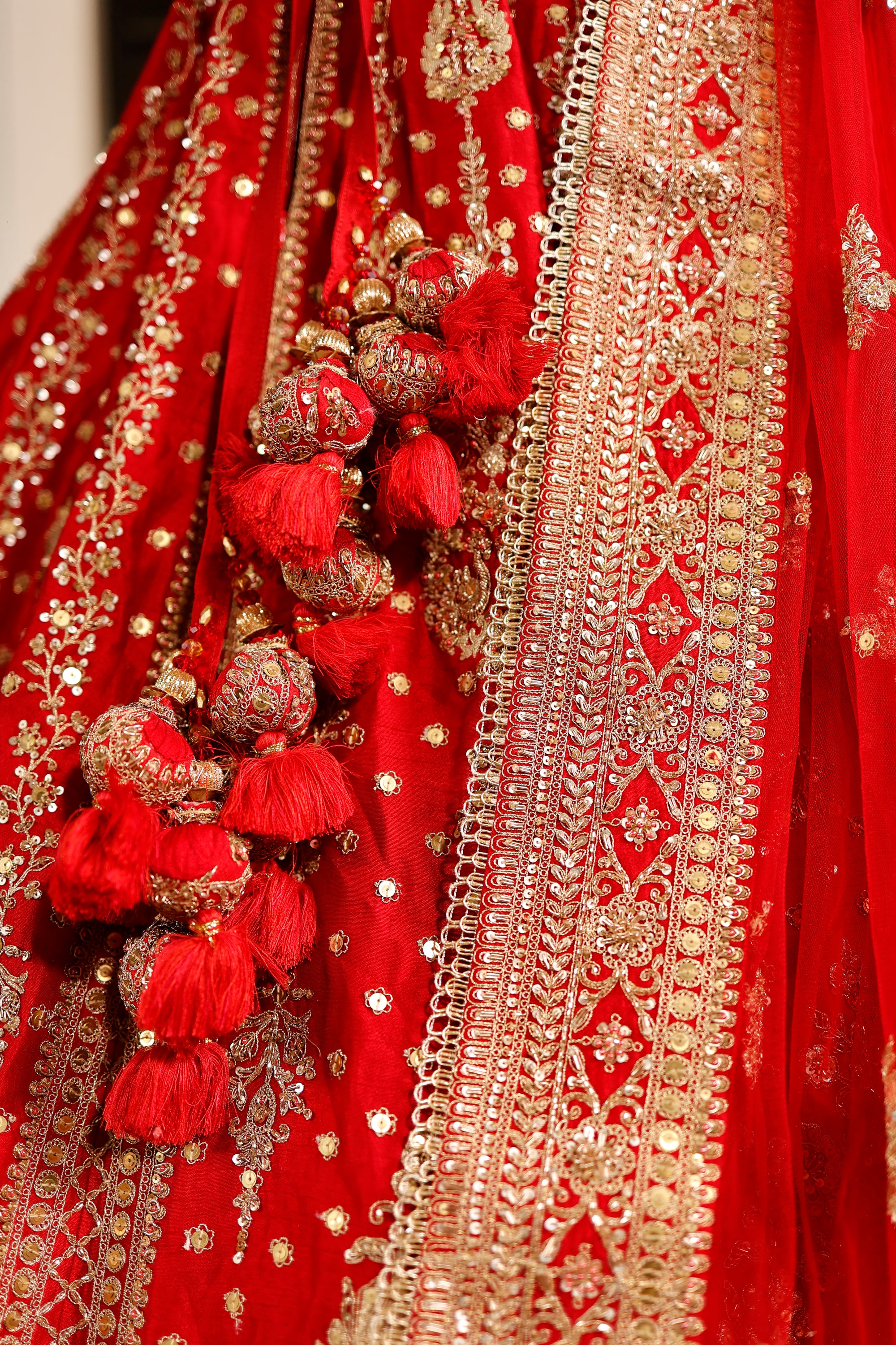Designer Red Raw Silk Bridal Lehenga