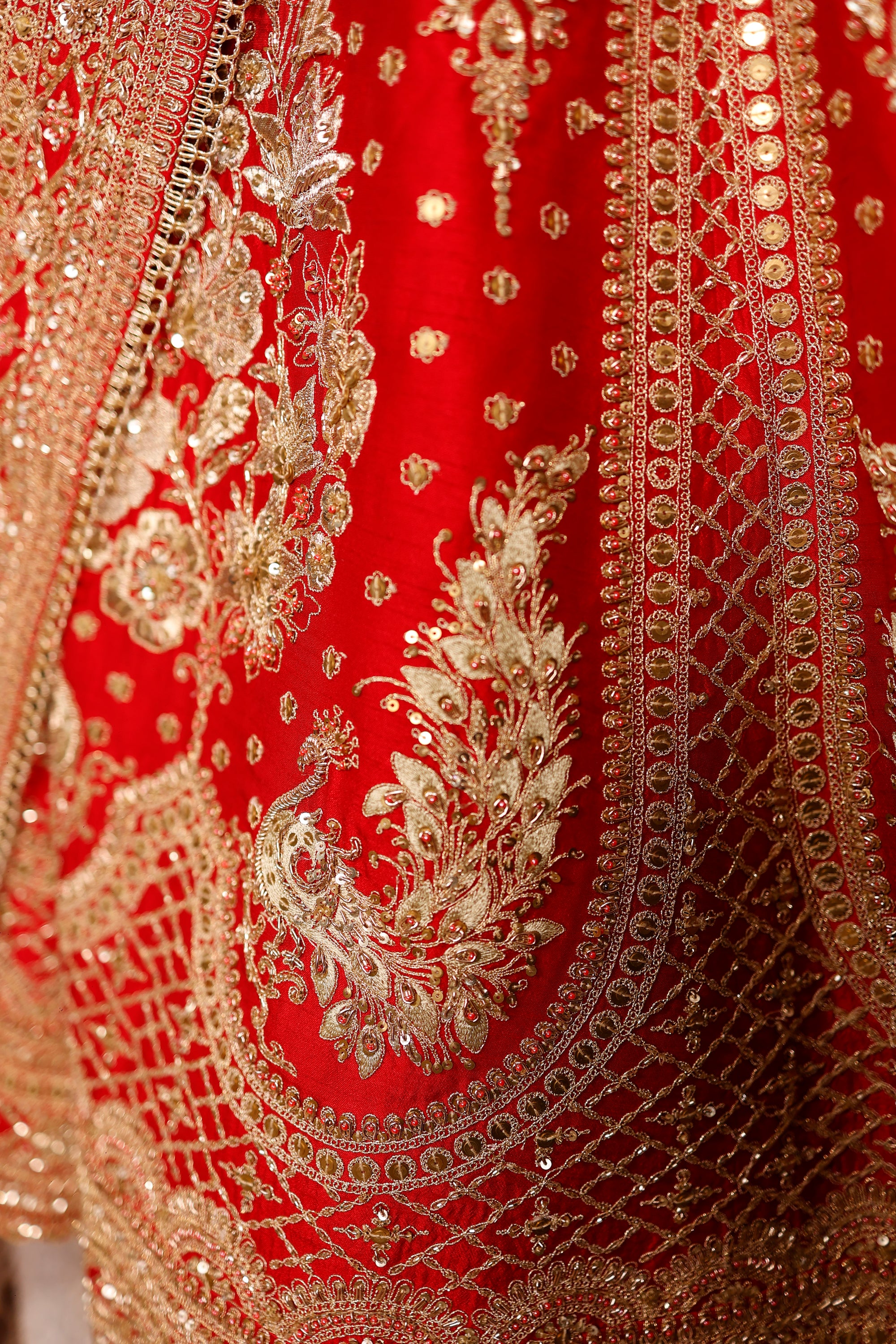 Designer Red Raw Silk Bridal Lehenga