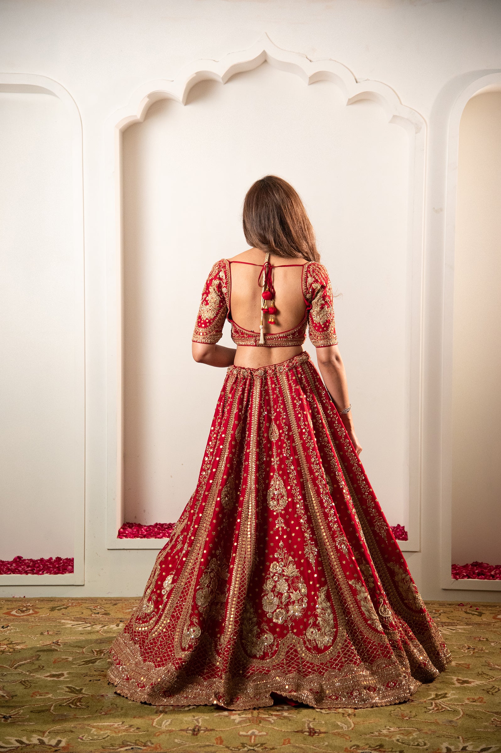Designer Red Raw Silk Bridal Lehenga