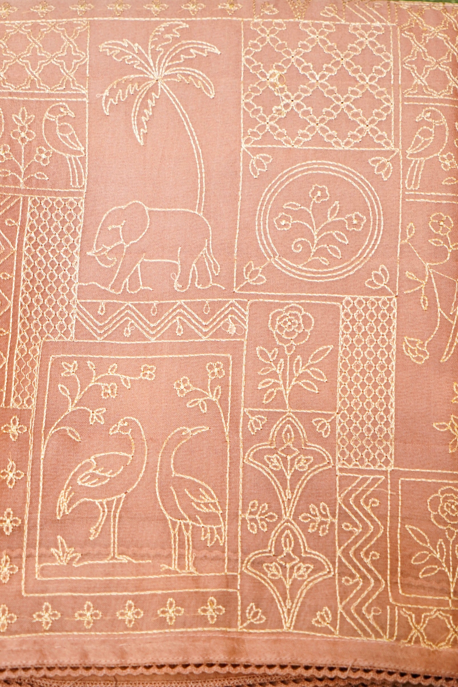 Designer Peach Organza Suit